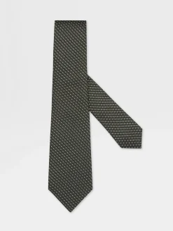 Ties And Bow Ties>ZEGNA Dark Green Silk Tie DarkGreen