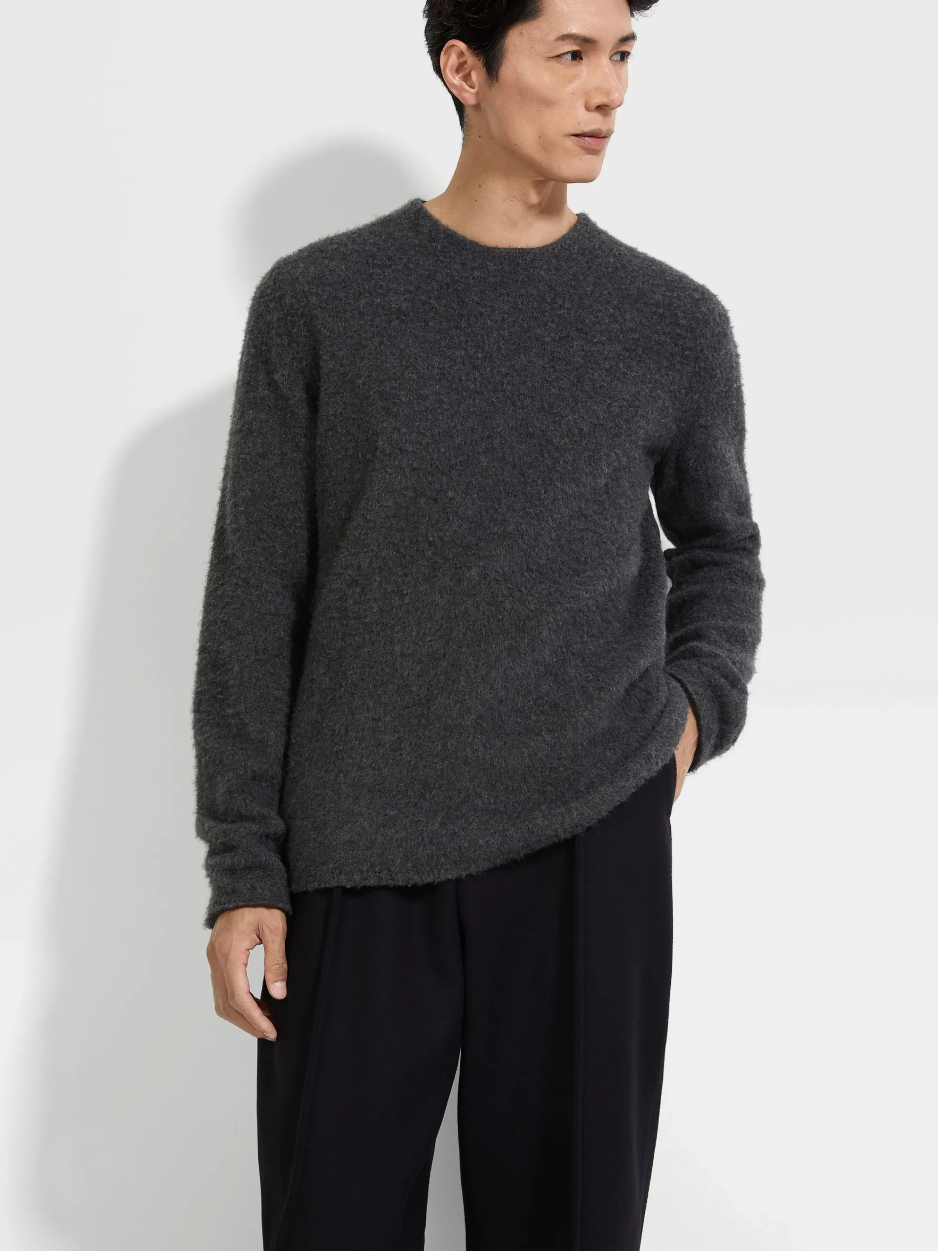 Sweaters>ZEGNA Dark Grey Mélange Oasi Cashmere Crewneck DarkGreyMélange