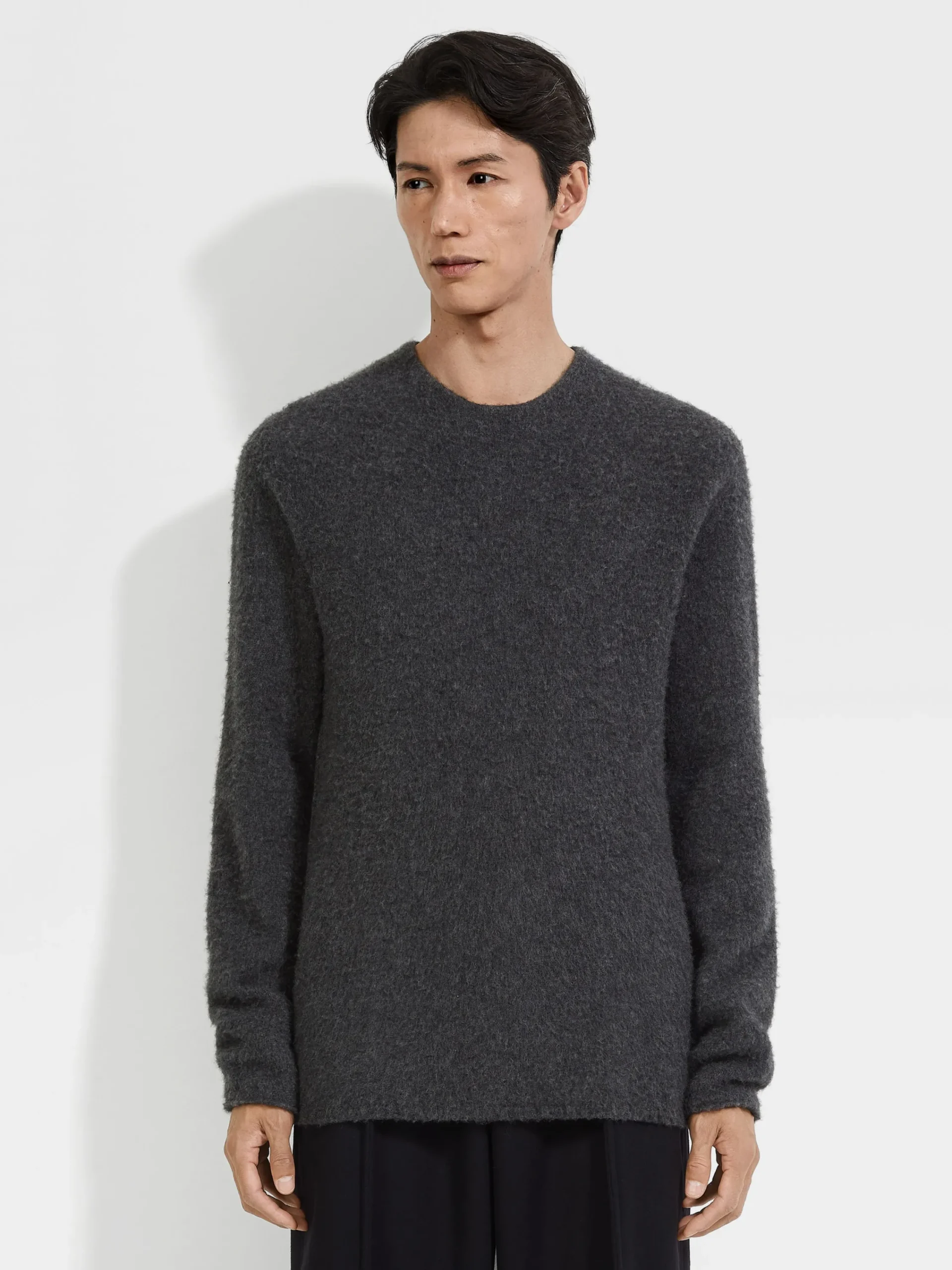 Sweaters>ZEGNA Dark Grey Mélange Oasi Cashmere Crewneck DarkGreyMélange