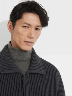Jackets And Coats>ZEGNA Dark Grey Mélange Wool and Cashmere Chore Jacket DarkGreyMélange