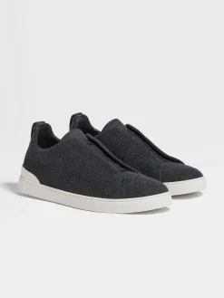 Sneakers>ZEGNA Dark Grey Oasi Cashmere Triple Stitch™ Sneakers DarkGrey