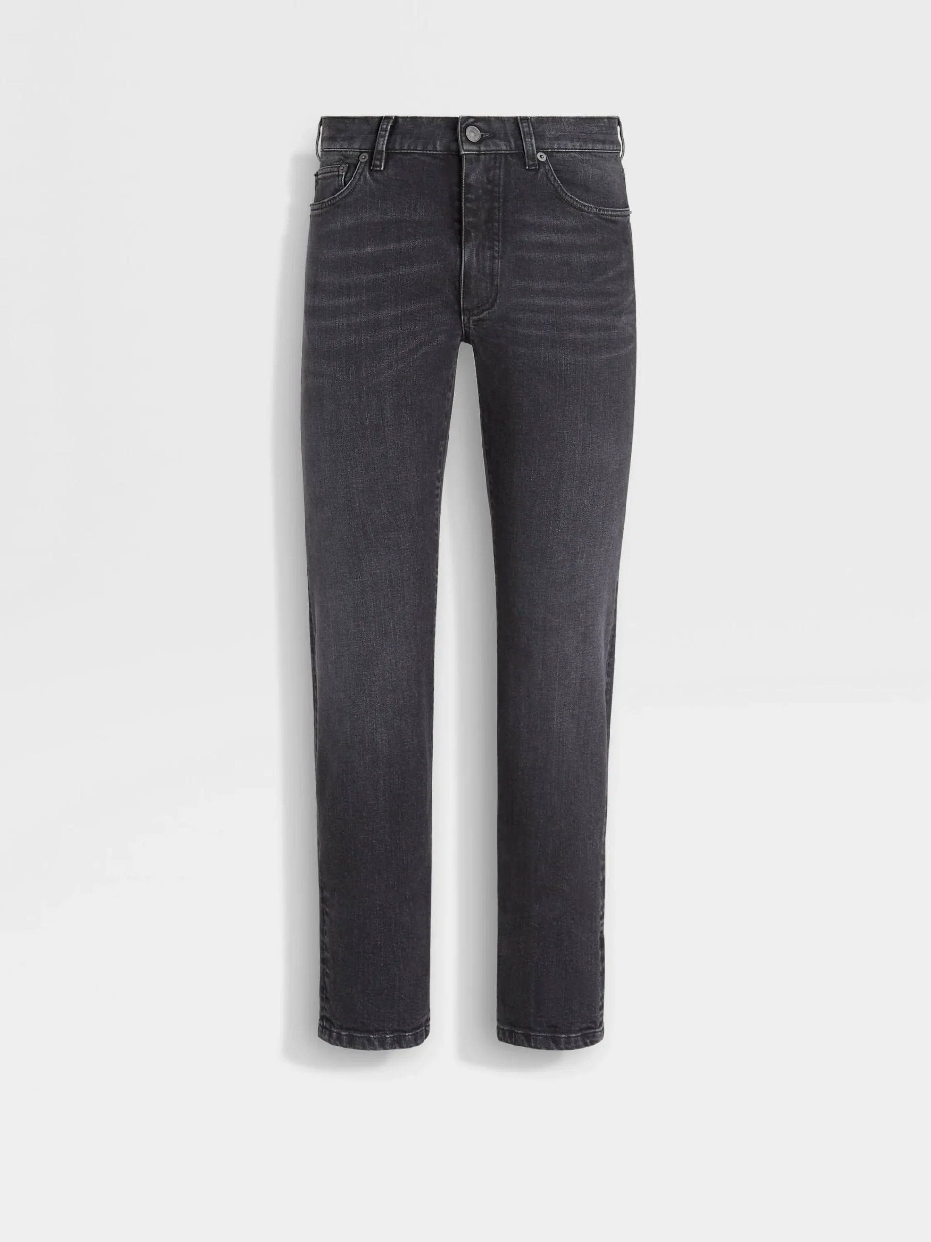 Jeans>ZEGNA Dark Grey Stone-washed Stretch Cotton Roccia Jeans DarkGrey