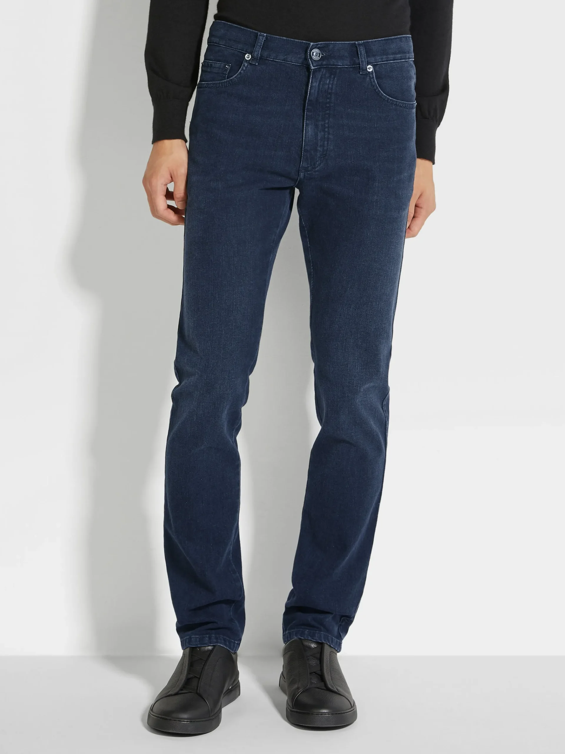 Jeans>ZEGNA Dark Grey Stone-washed Stretch Cotton Roccia Jeans DarkGrey