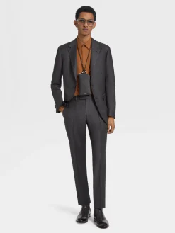 Suits>ZEGNA Dark Grey Trofeo™ Wool Suit DarkGrey