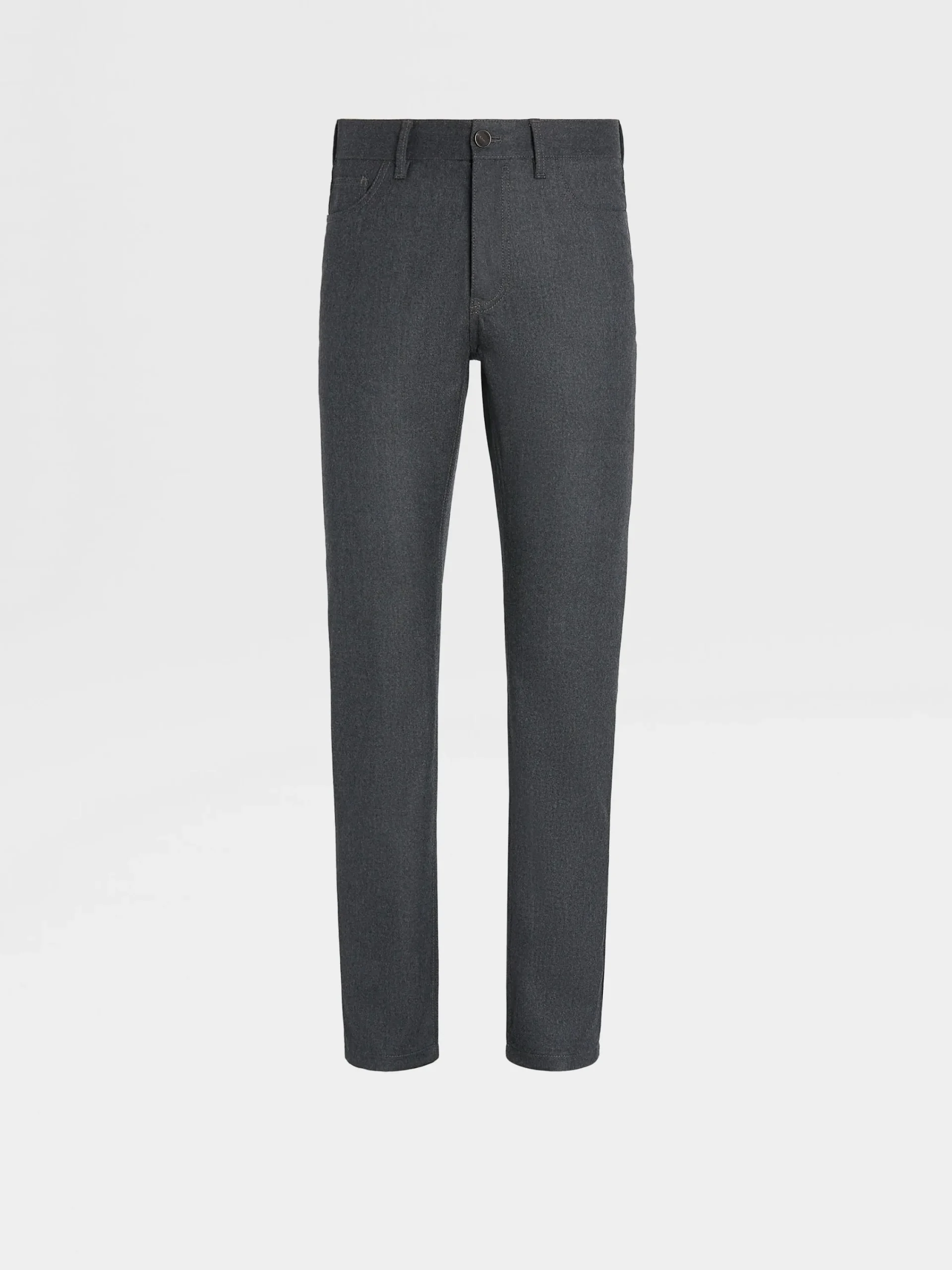 Jeans>ZEGNA Dark Grey Wool and Cashmere Roccia Pants DarkGrey