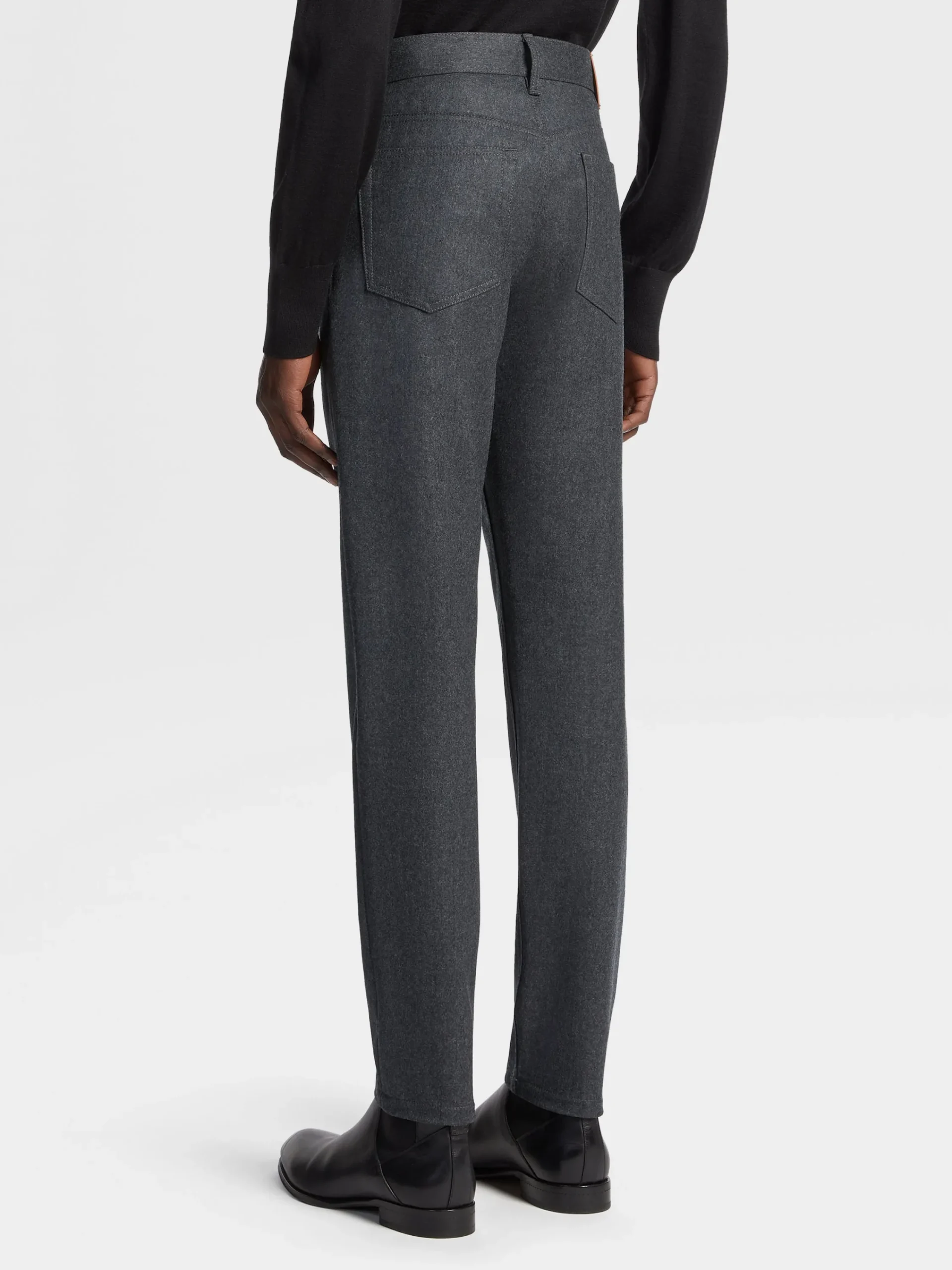 Jeans>ZEGNA Dark Grey Wool and Cashmere Roccia Pants DarkGrey