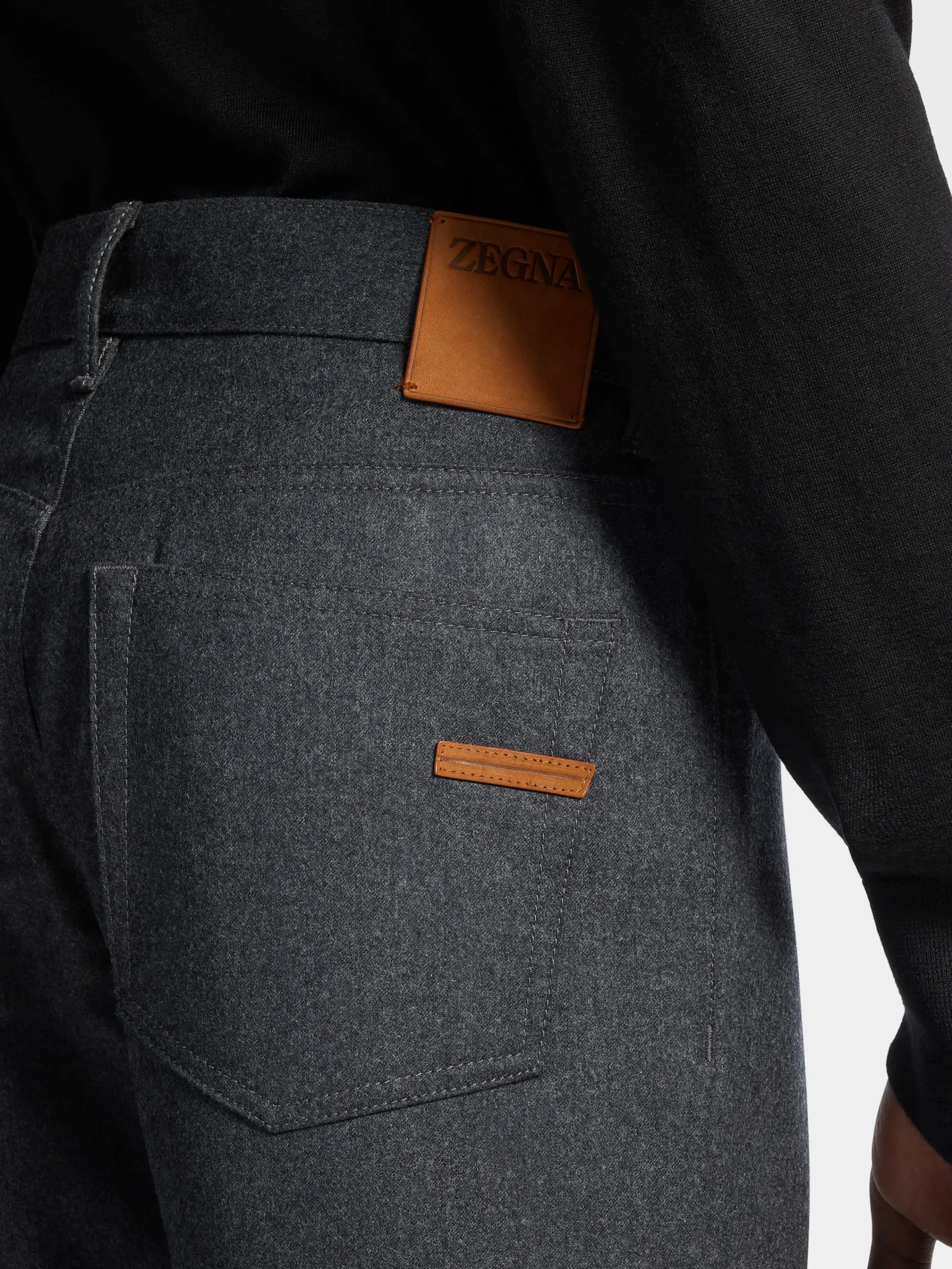 Jeans>ZEGNA Dark Grey Wool and Cashmere Roccia Pants DarkGrey