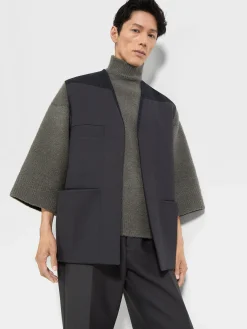 Blazers>ZEGNA Dark Grey Wool and Cashmere Jacket DarkGrey