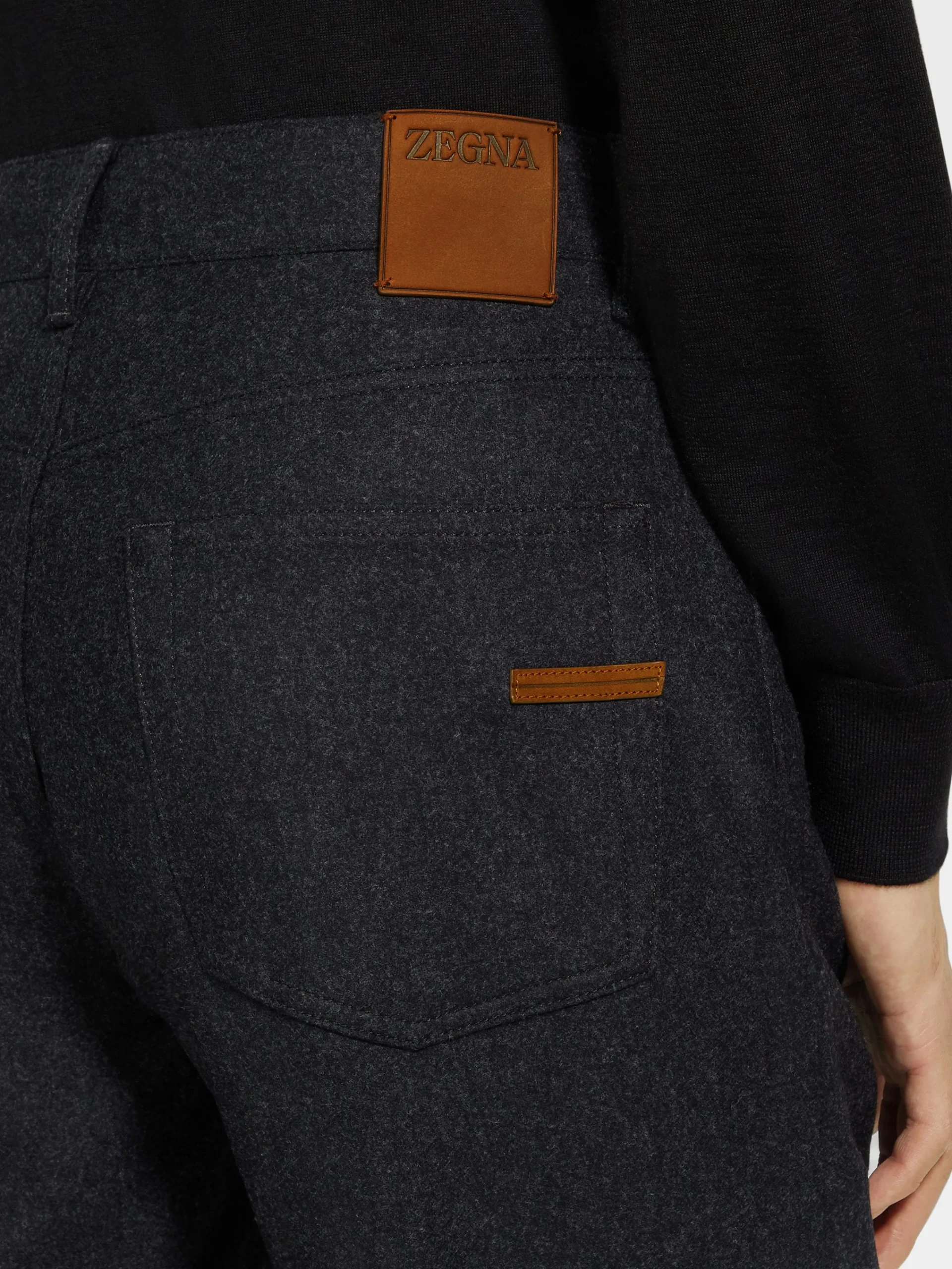 Jeans>ZEGNA Dark Grey Wool and Cashmere Roccia Pants DarkGrey