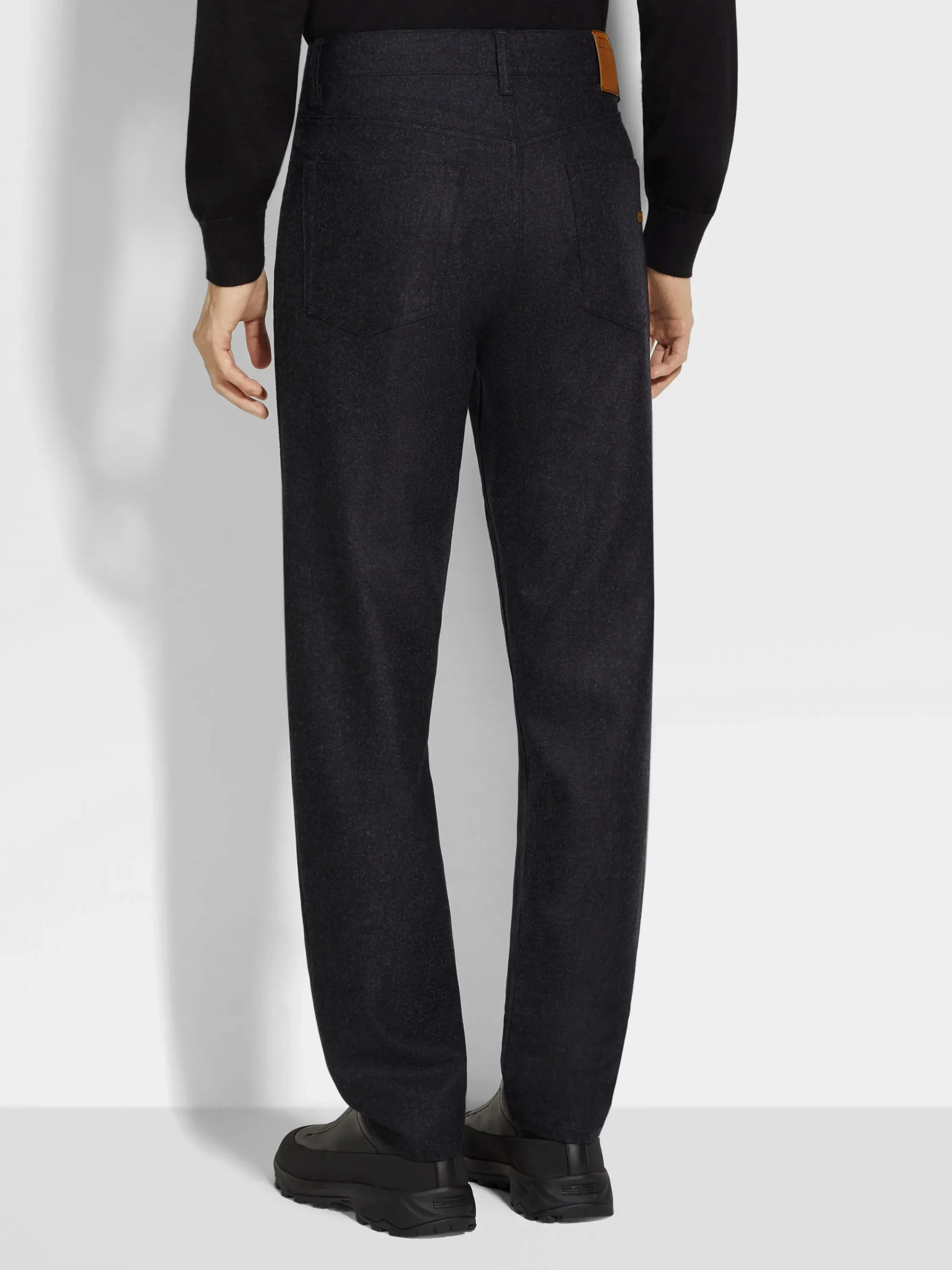 Jeans>ZEGNA Dark Grey Wool and Cashmere Roccia Pants DarkGrey