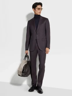 Suits>ZEGNA Dark Purple Centoventimila Wool Suit DarkPurple