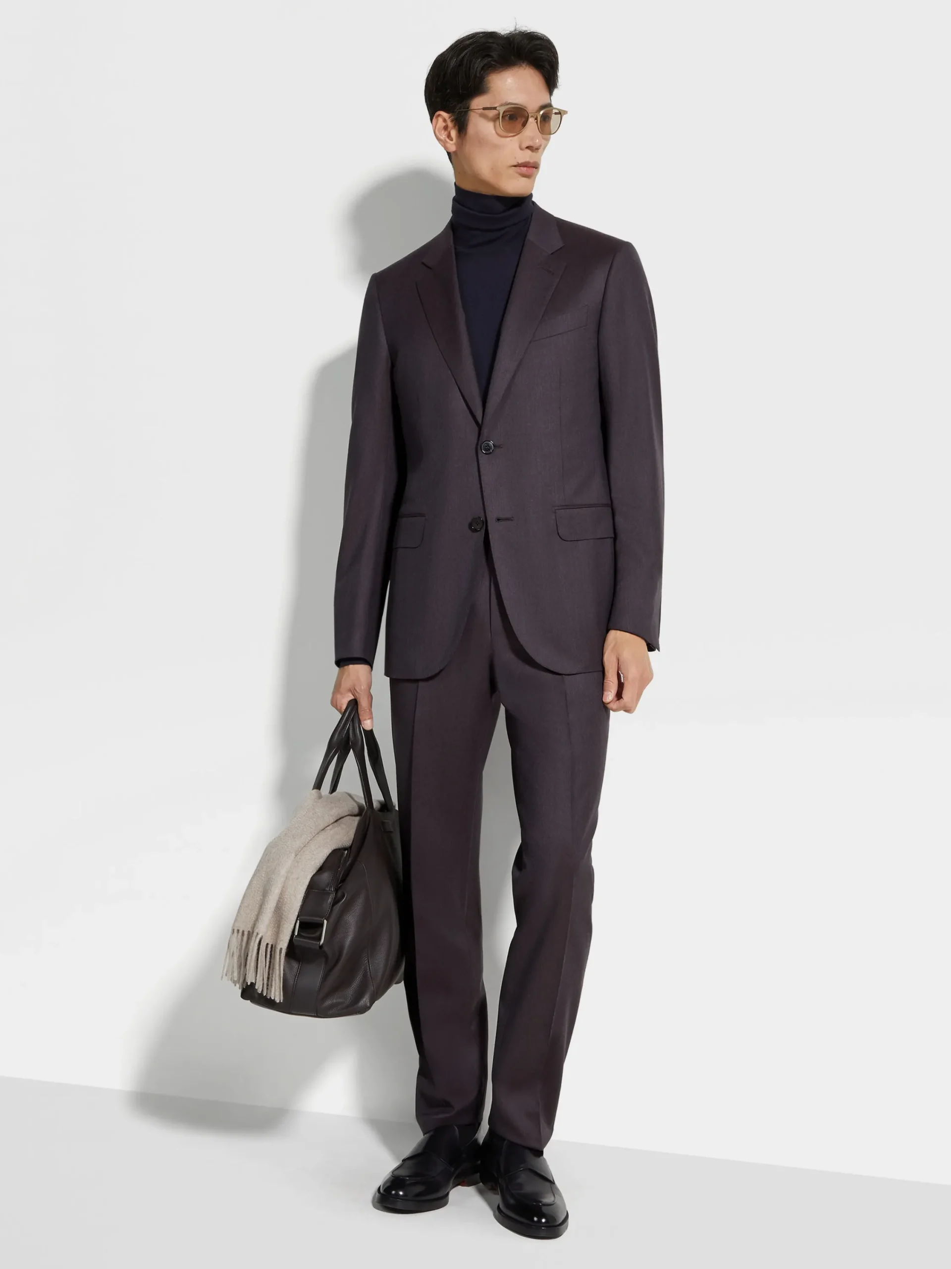 Suits>ZEGNA Dark Purple Centoventimila Wool Suit DarkPurple
