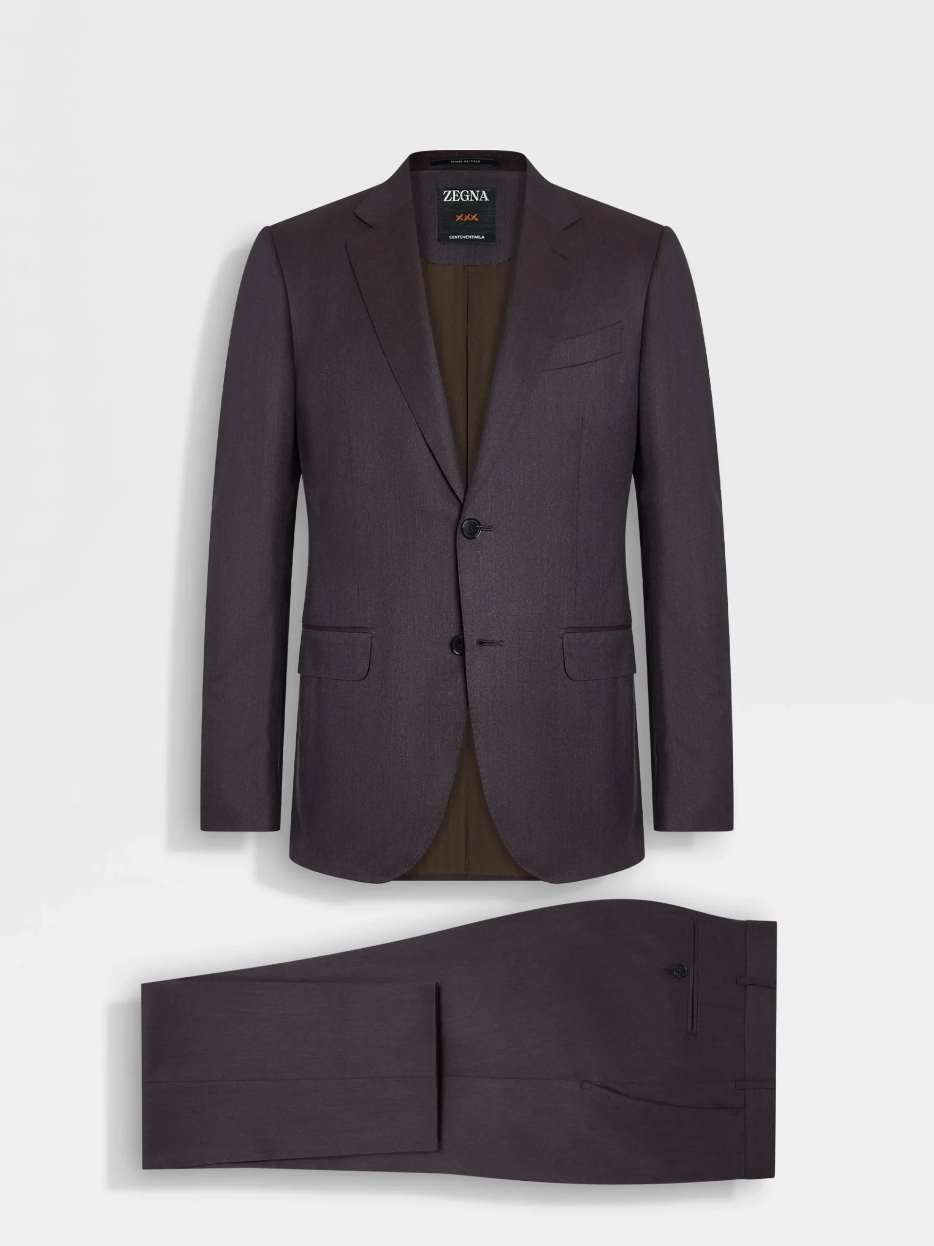 Suits>ZEGNA Dark Purple Centoventimila Wool Suit DarkPurple