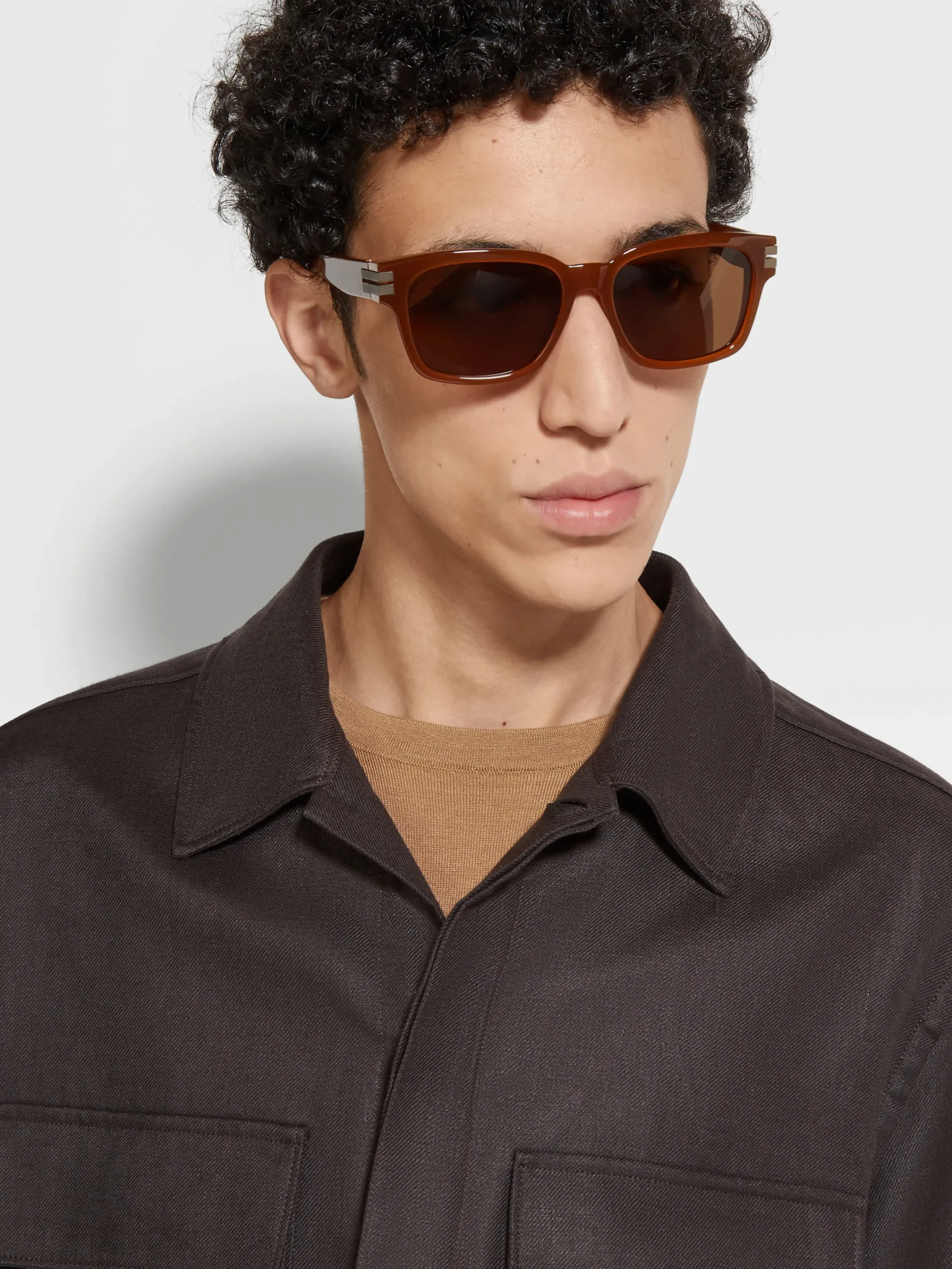 Sunglasses>ZEGNA Acetate Sunglasses Foliage