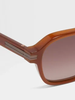 Resort Essentials|Sunglasses>ZEGNA Aurora II Acetate Sunglasses Foliage