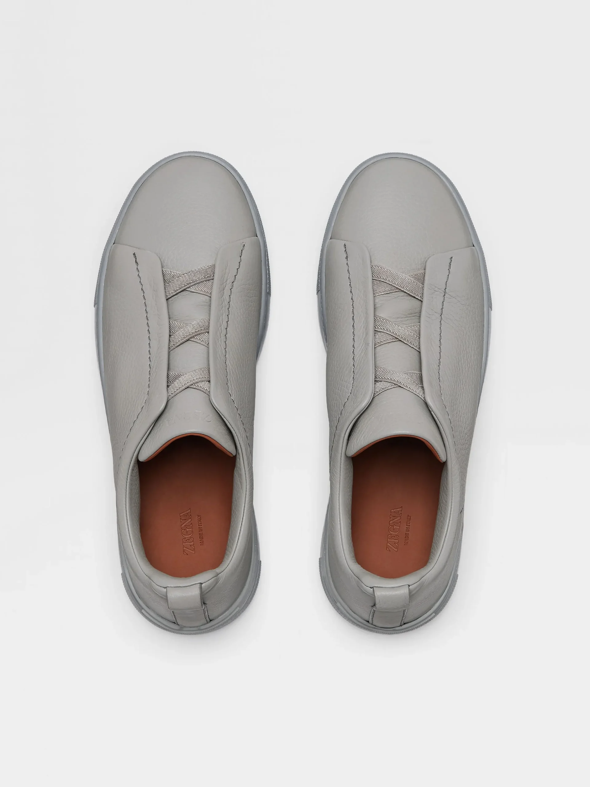 Sneakers>ZEGNA Grey Mélange Deerskin Triple Stitch™ Sneakers GreyMélange