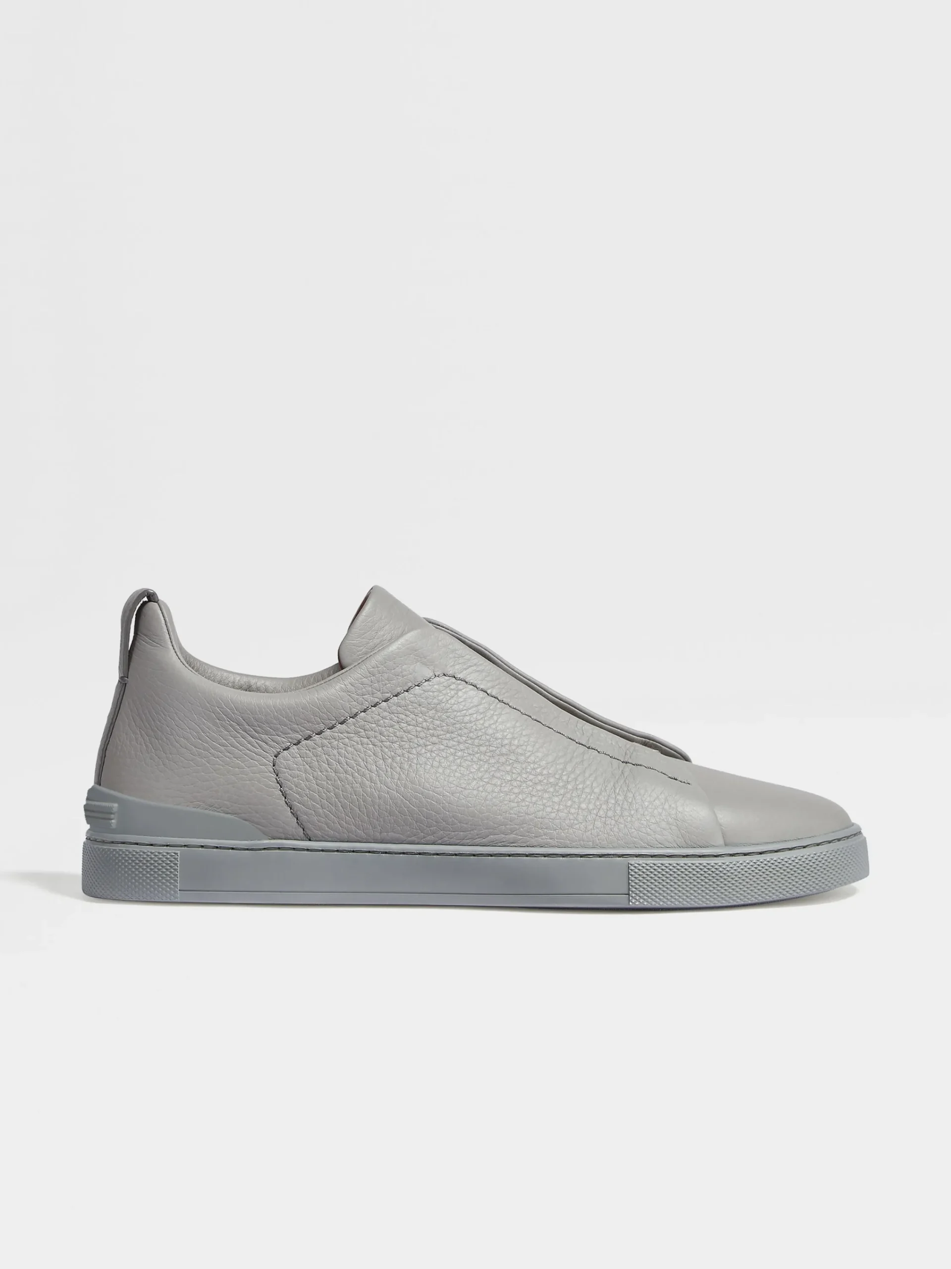 Sneakers>ZEGNA Grey Mélange Deerskin Triple Stitch™ Sneakers GreyMélange