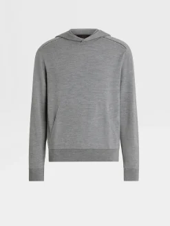 Joggers And Sweatshirts|Sweaters>ZEGNA Grey Mélange 12milmil12 Wool Hoodie GreyMélange