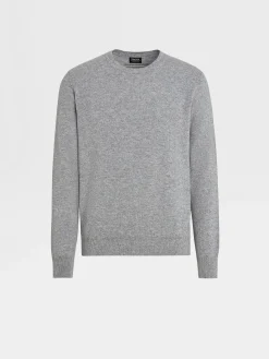 Sweaters>ZEGNA Grey Mélange Oasi Cashmere Crewneck GreyMélange