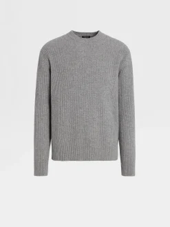 Sweaters>ZEGNA Grey Mélange Oasi Cashmere Crewneck GreyMélange