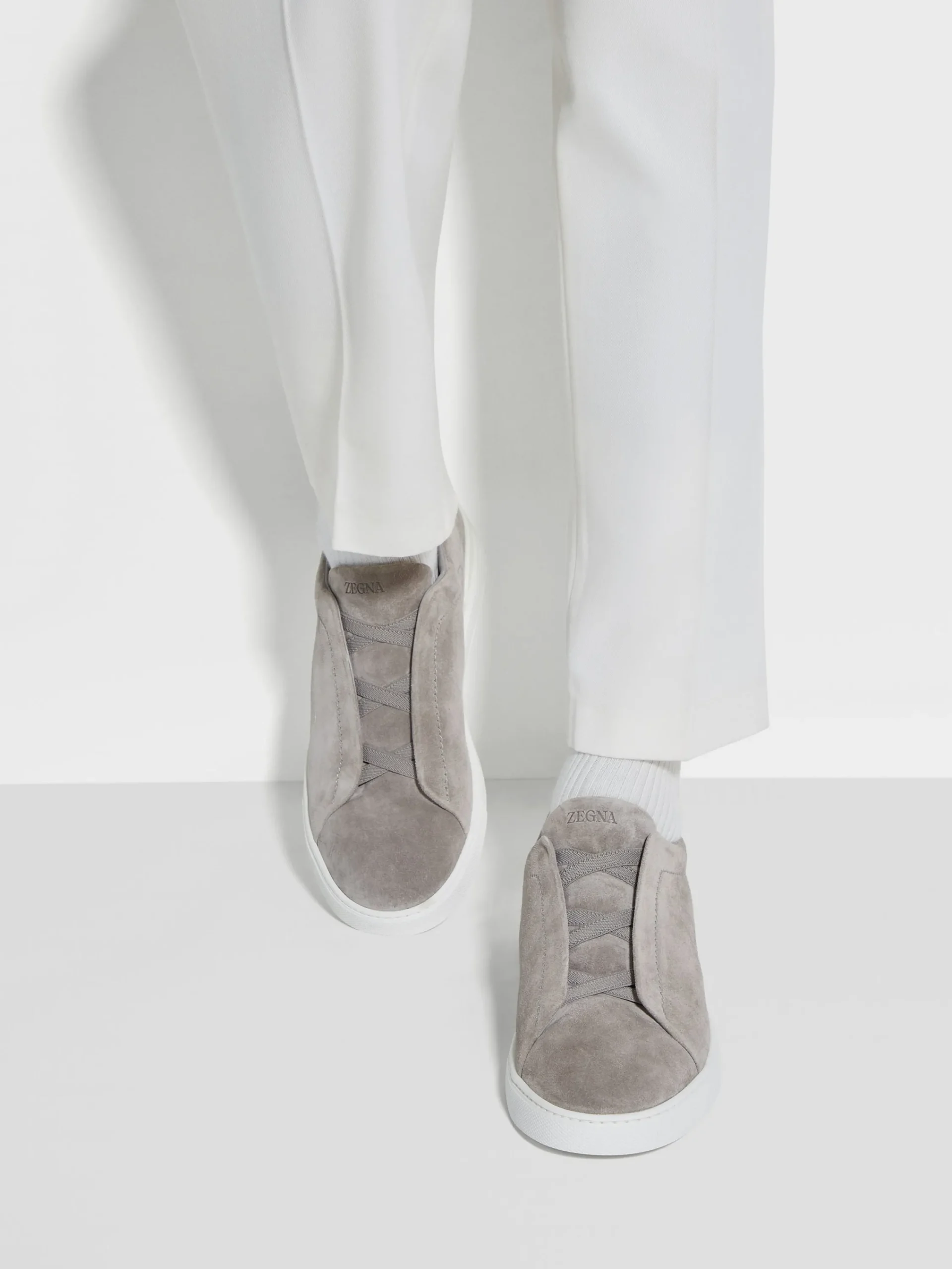 Sneakers>ZEGNA Grey Mélange Suede Triple Stitch™ Sneakers GreyMélange