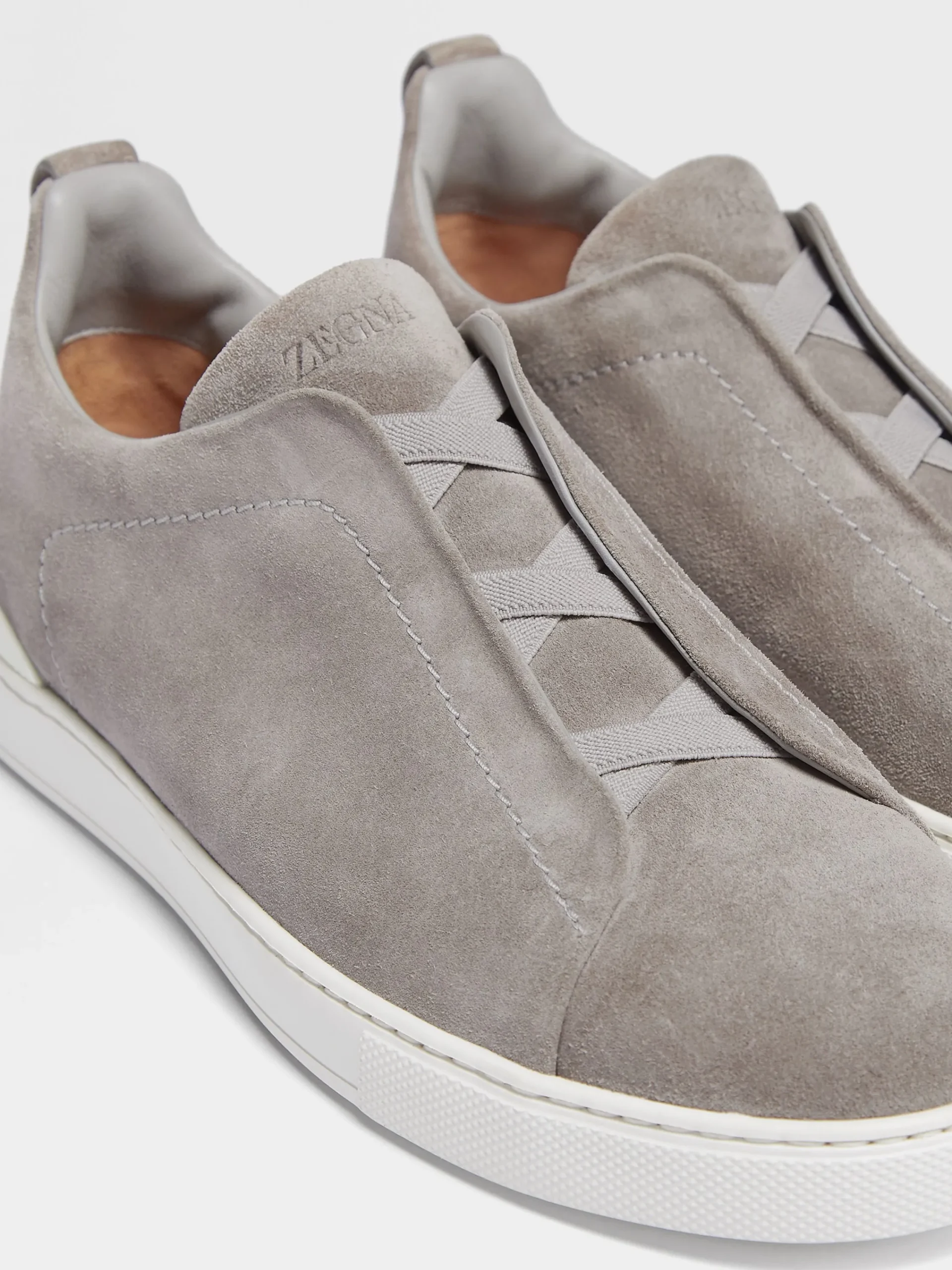 Sneakers>ZEGNA Grey Mélange Suede Triple Stitch™ Sneakers GreyMélange