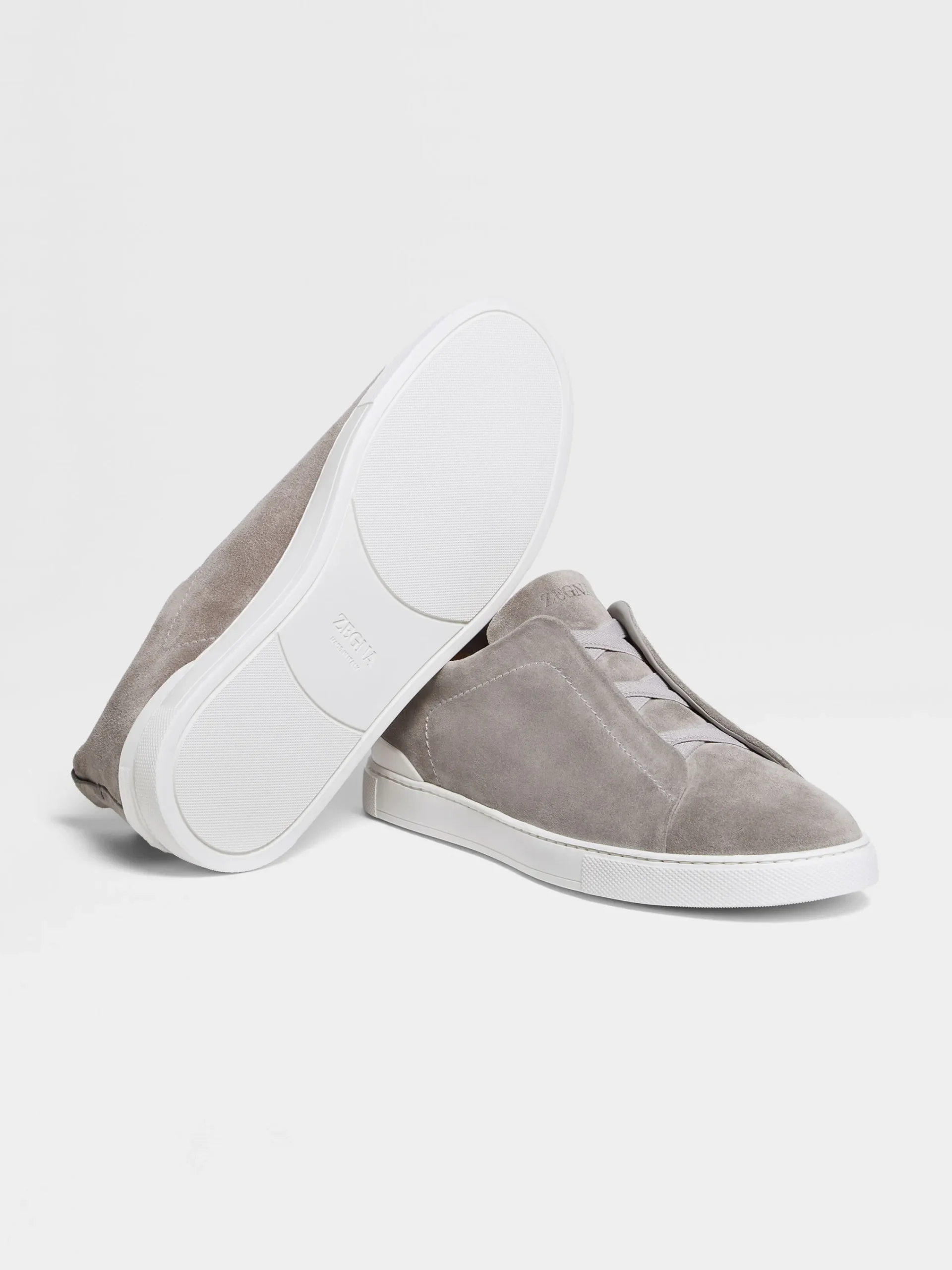 Sneakers>ZEGNA Grey Mélange Suede Triple Stitch™ Sneakers GreyMélange