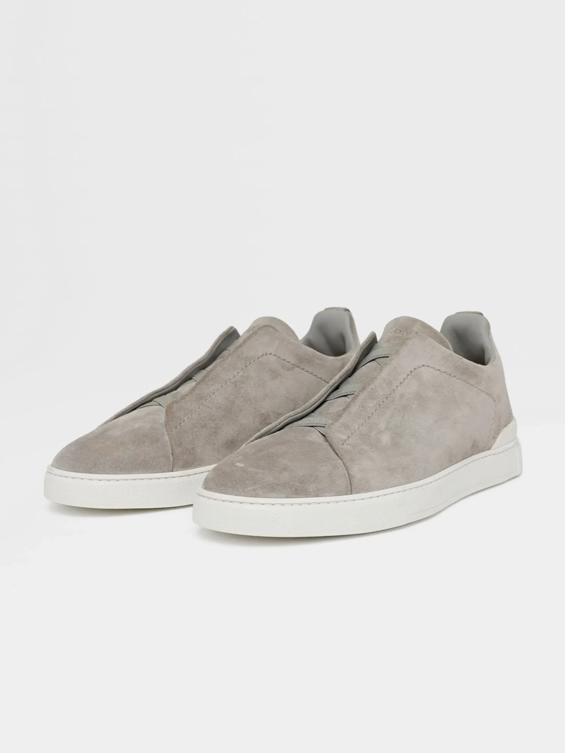 Sneakers>ZEGNA Grey Mélange Suede Triple Stitch™ Sneakers GreyMélange