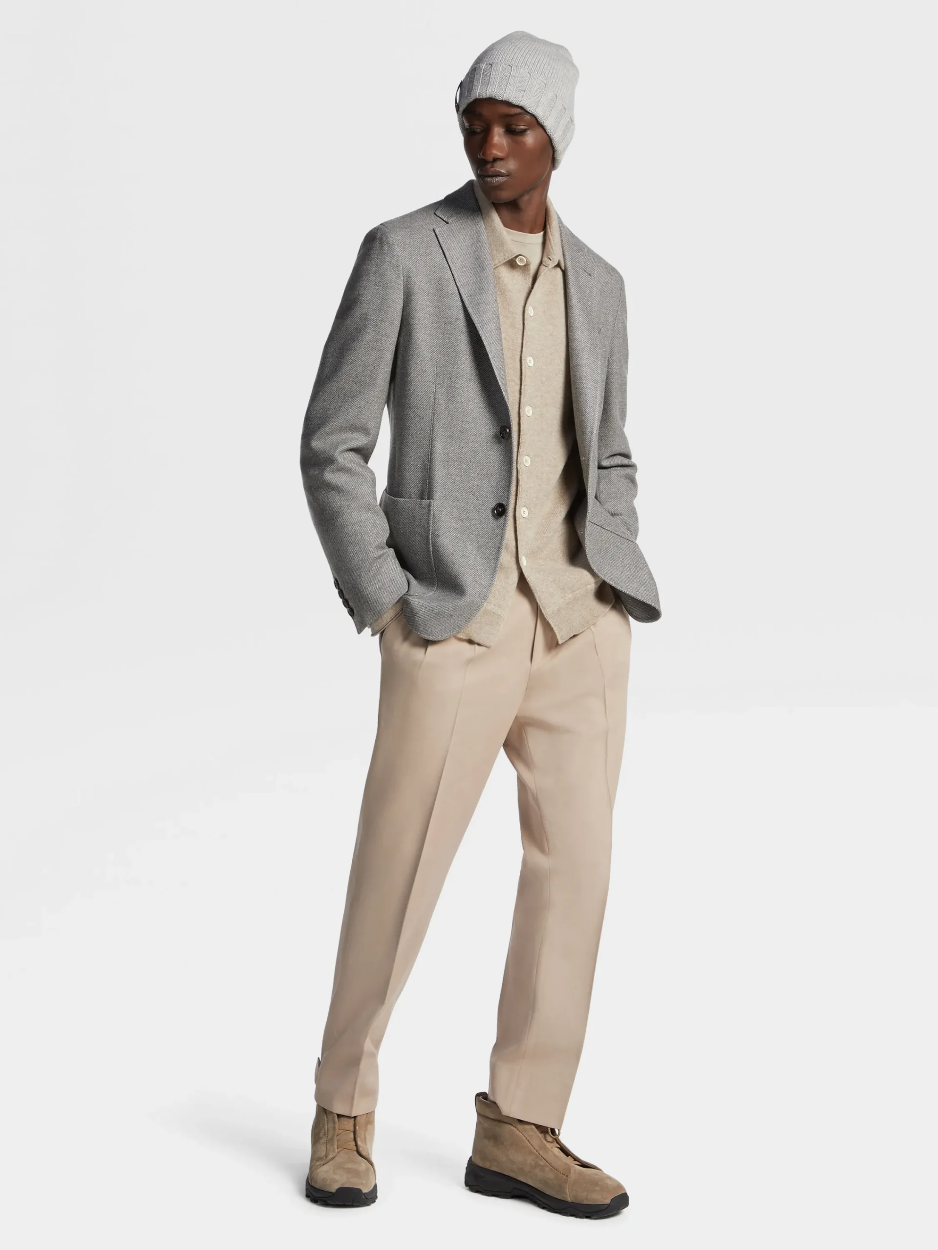 Blazers>ZEGNA Grey Mélange Trofeo™ Cashmere Shirt Jacket GreyMélange