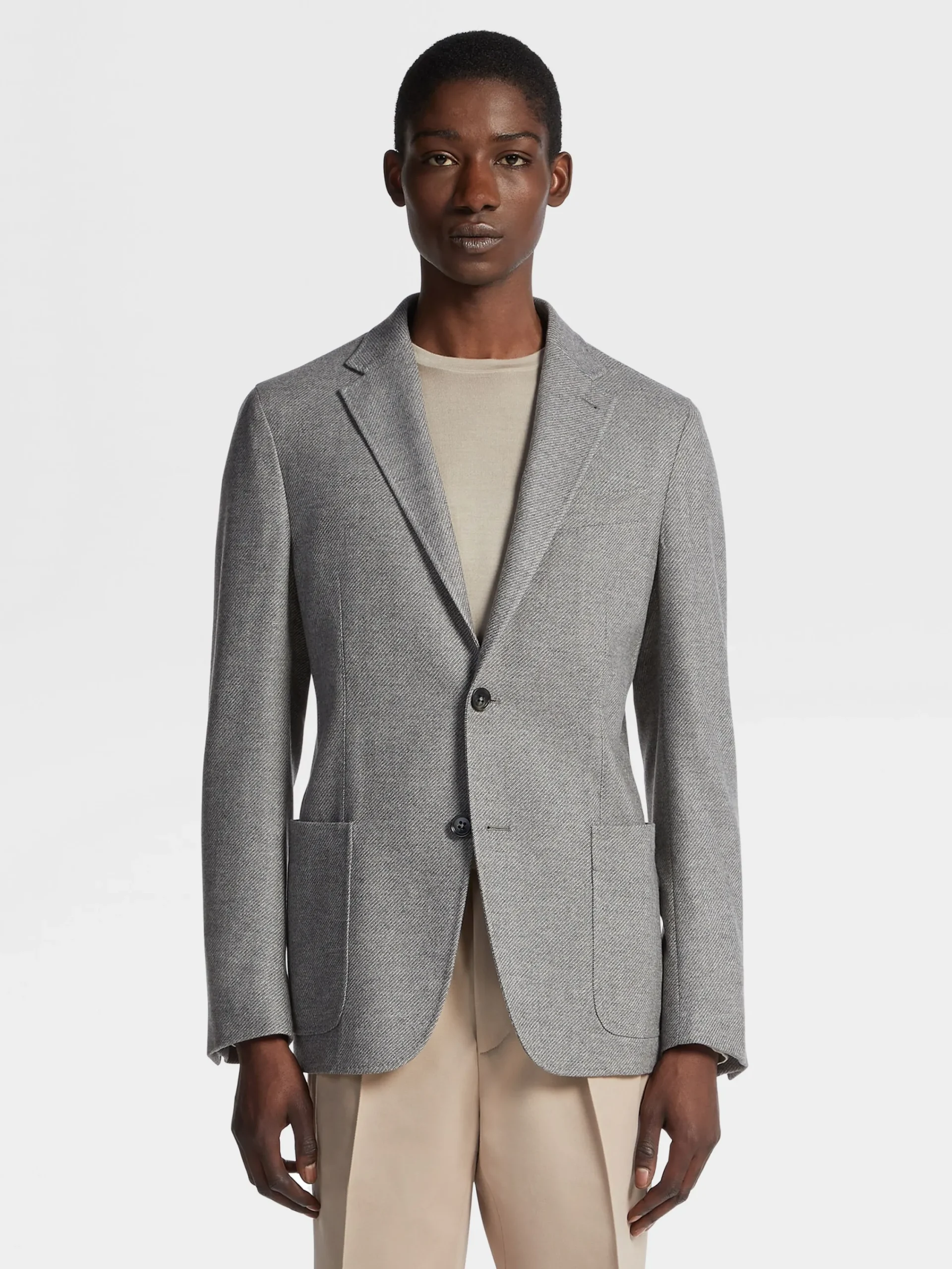 Blazers>ZEGNA Grey Mélange Trofeo™ Cashmere Shirt Jacket GreyMélange