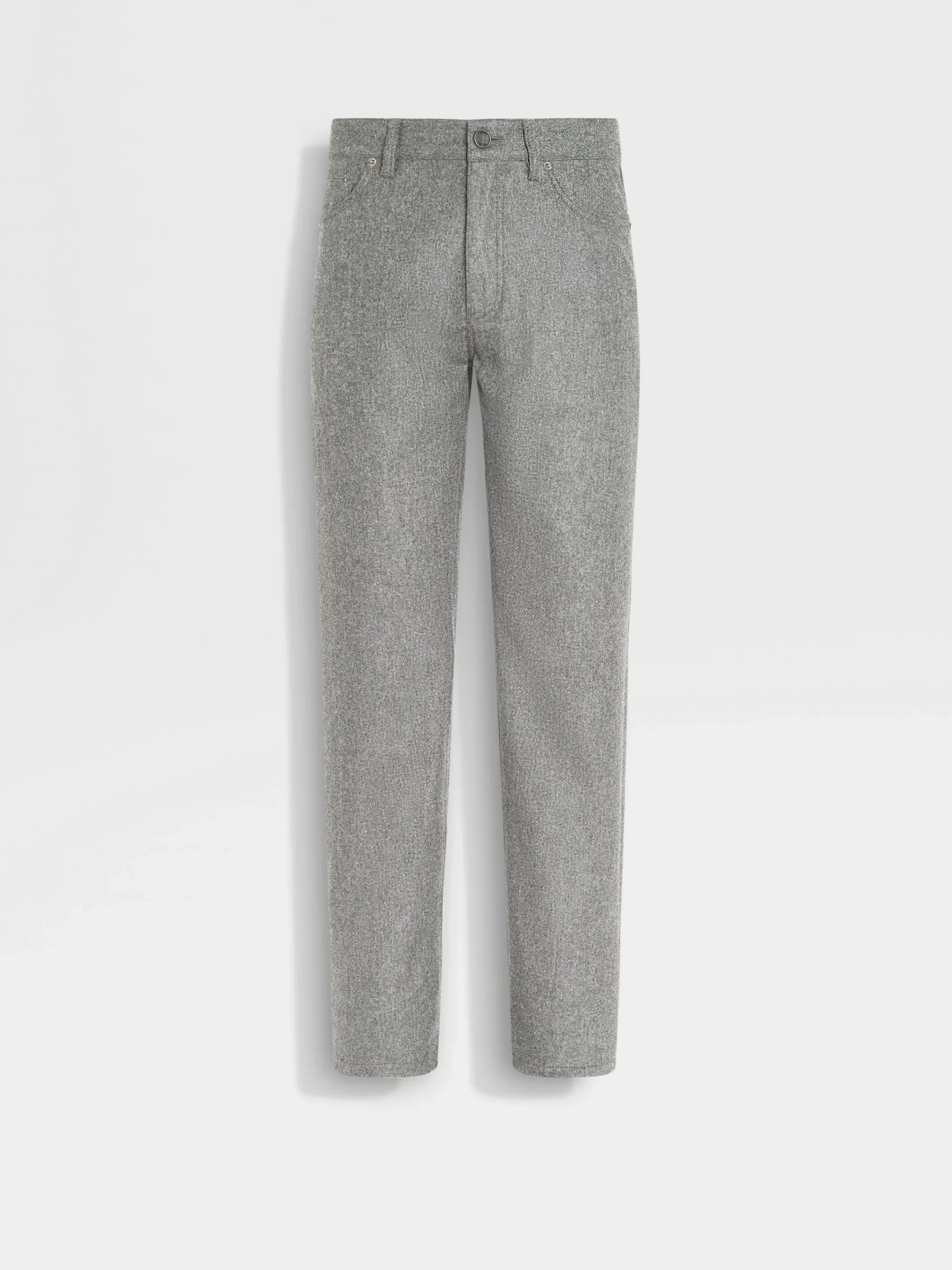 Jeans>ZEGNA Grey Mélange Wool and Cashmere Roccia Pants GreyMélange