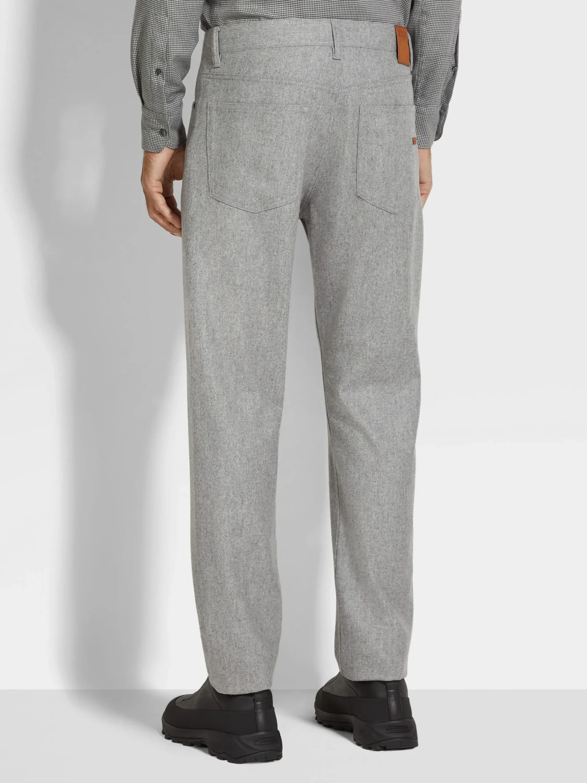 Jeans>ZEGNA Grey Mélange Wool and Cashmere Roccia Pants GreyMélange
