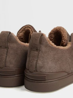 Sneakers>ZEGNA Greyish Brown Suede Triple Stitch™ Sneakers GreyishBrown