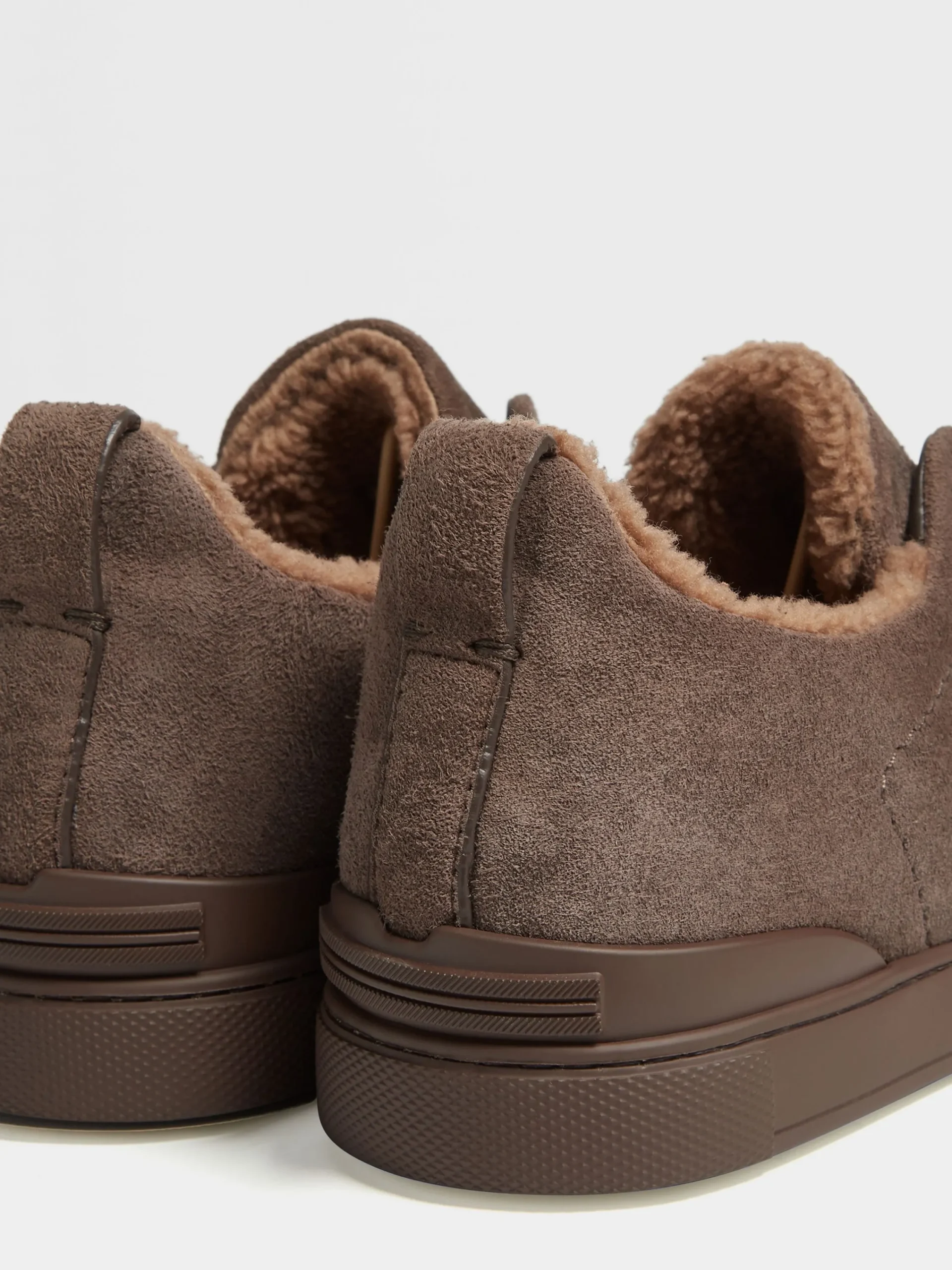 Sneakers>ZEGNA Greyish Brown Suede Triple Stitch™ Sneakers GreyishBrown