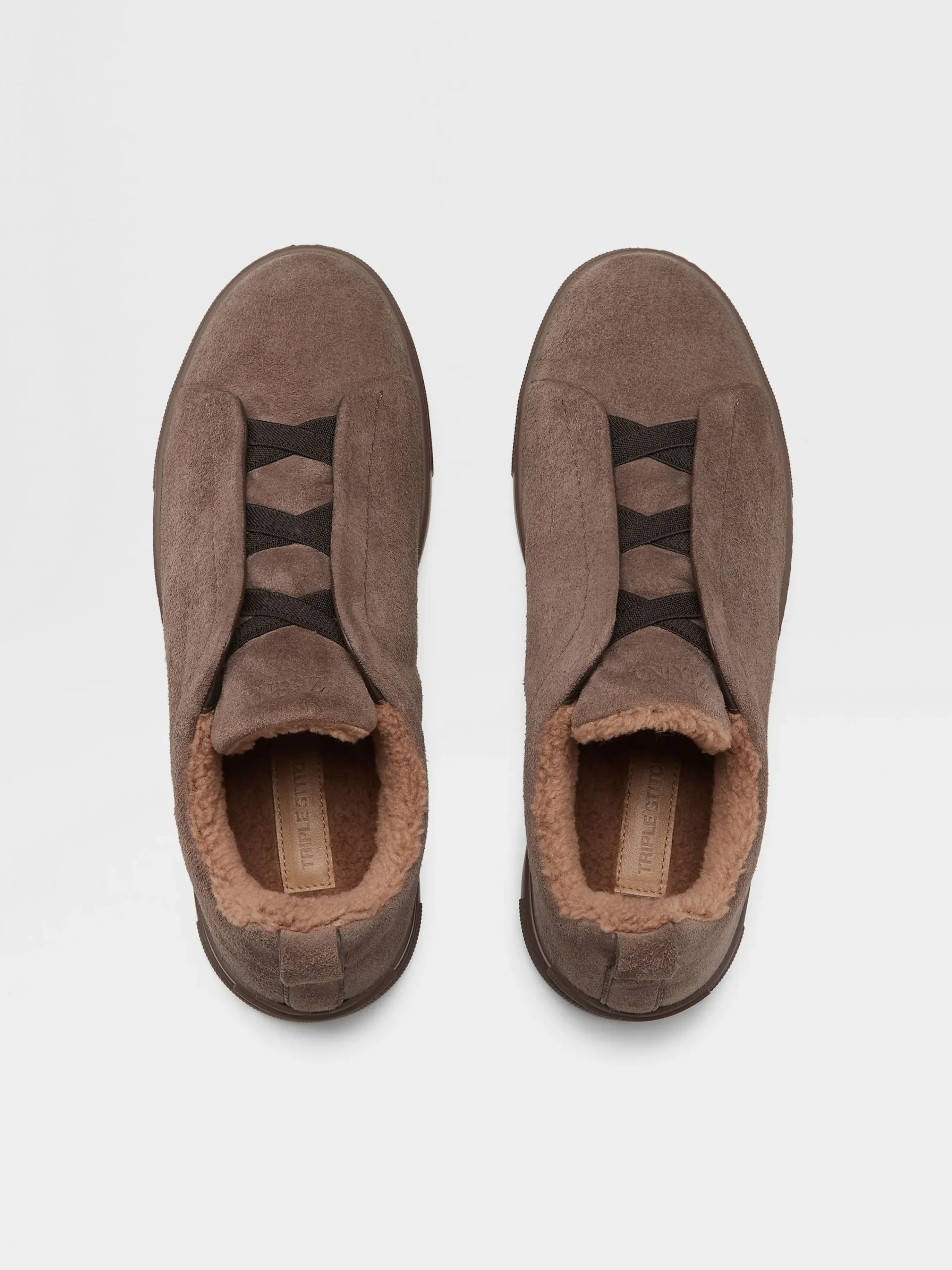 Sneakers>ZEGNA Greyish Brown Suede Triple Stitch™ Sneakers GreyishBrown