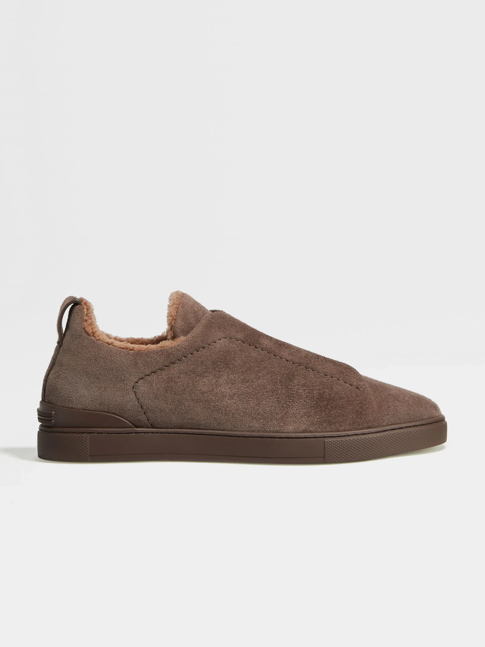 Sneakers>ZEGNA Greyish Brown Suede Triple Stitch™ Sneakers GreyishBrown