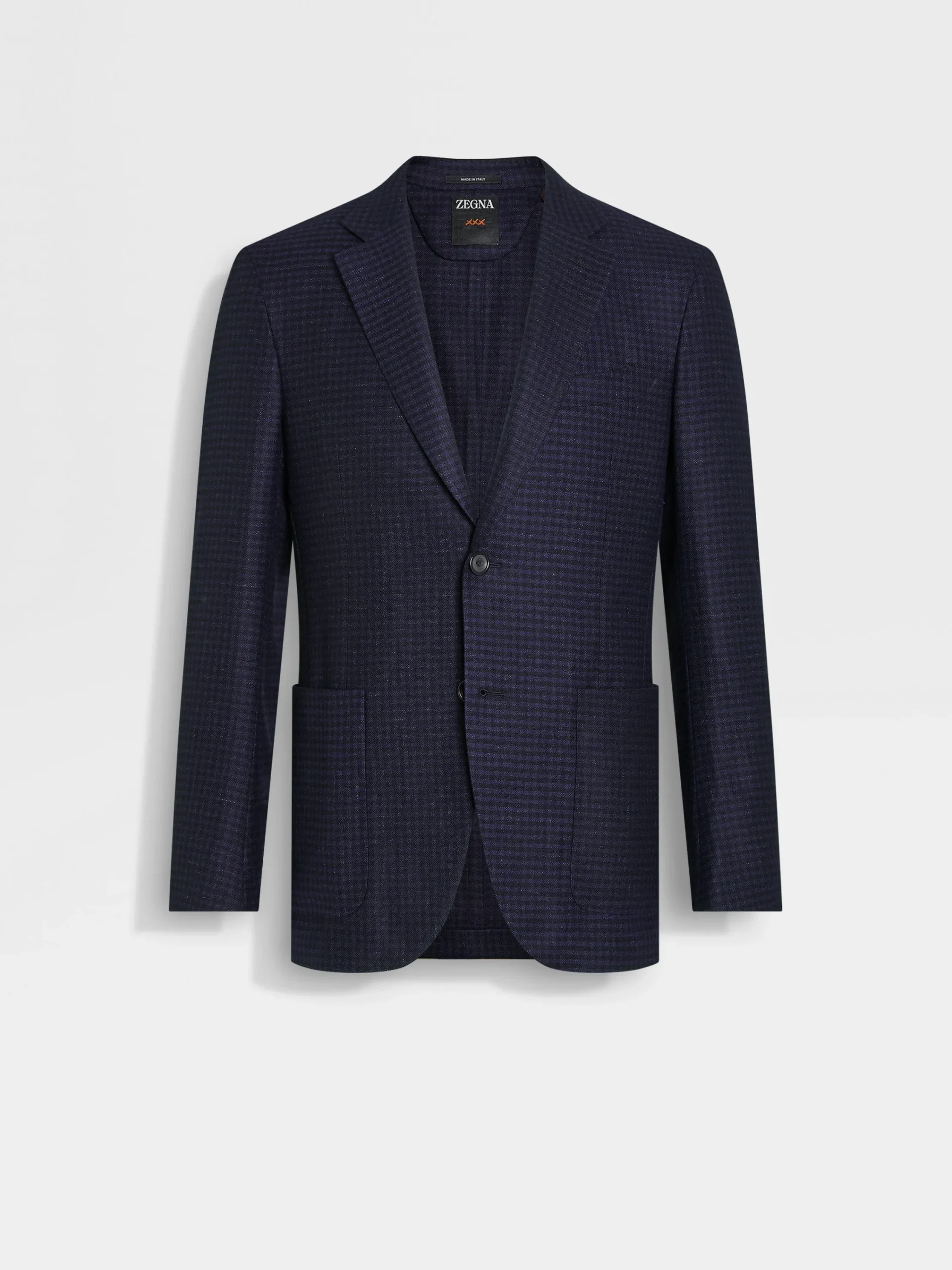 Blazers>ZEGNA Ink Blue and Black Cashmere and Linen Jacket InkBlue/Black