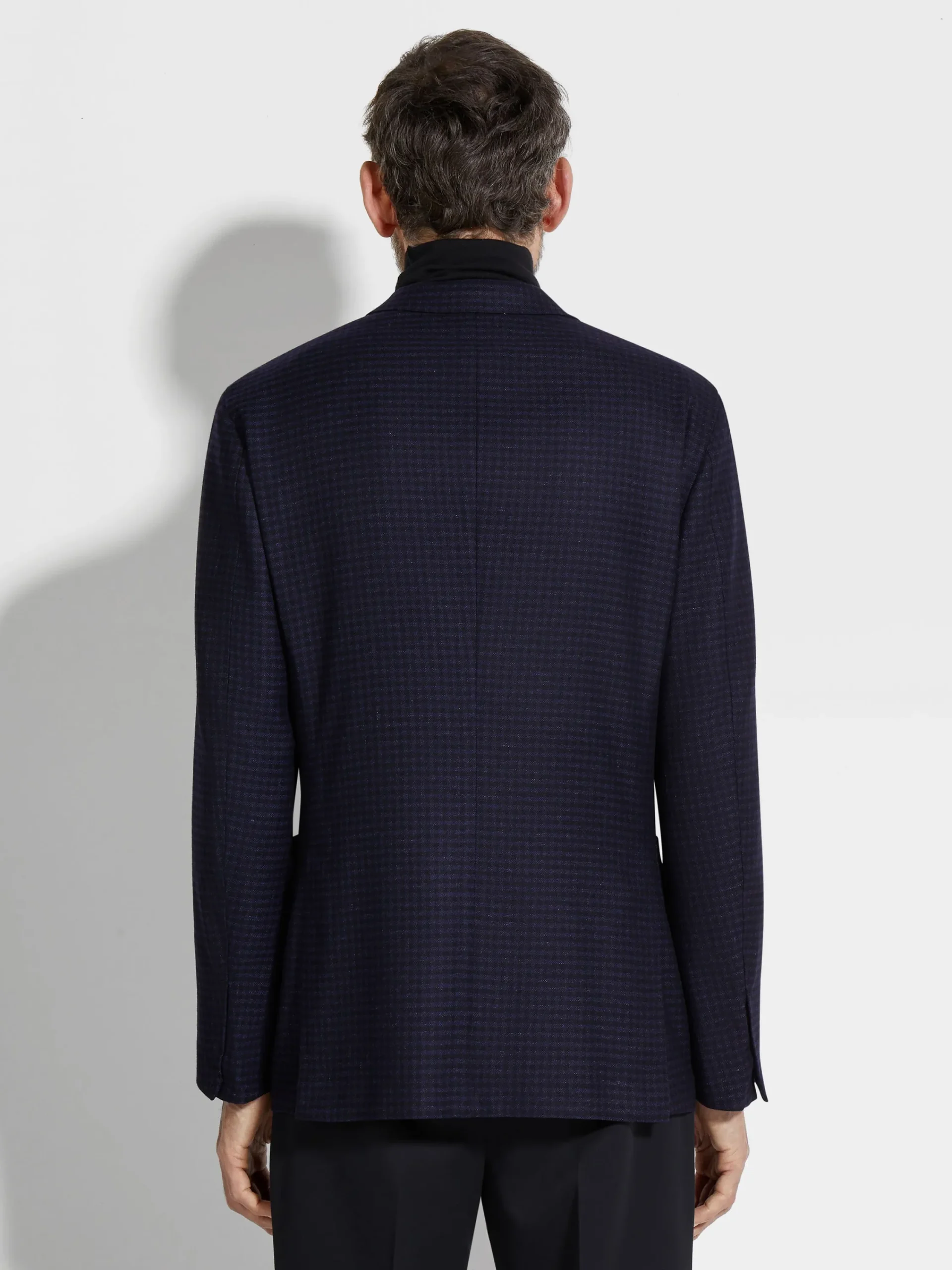 Blazers>ZEGNA Ink Blue and Black Cashmere and Linen Jacket InkBlue/Black
