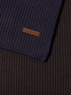 Small Gifts|Travel In Style>ZEGNA Ink Blue and Dark Brown Oasi Cashmere Scarf InkBlue/DarkBrown