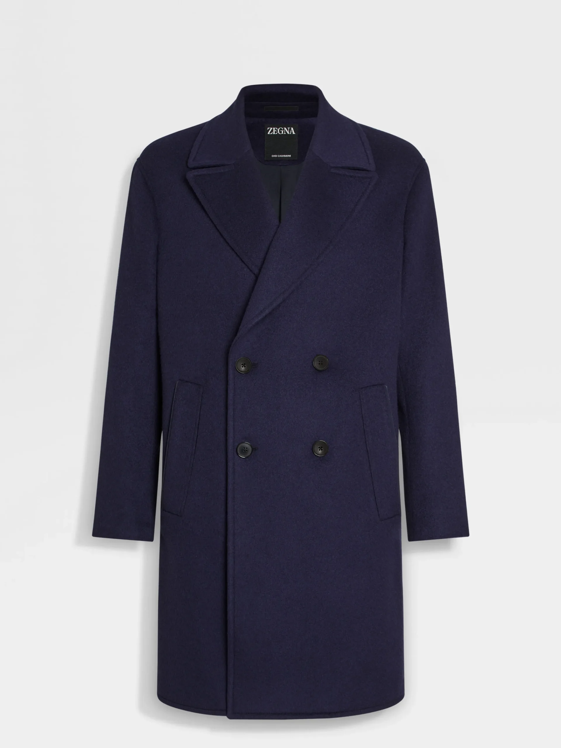 Jackets And Coats>ZEGNA Ink Blue Oasi Cashmere Overcoat InkBlue