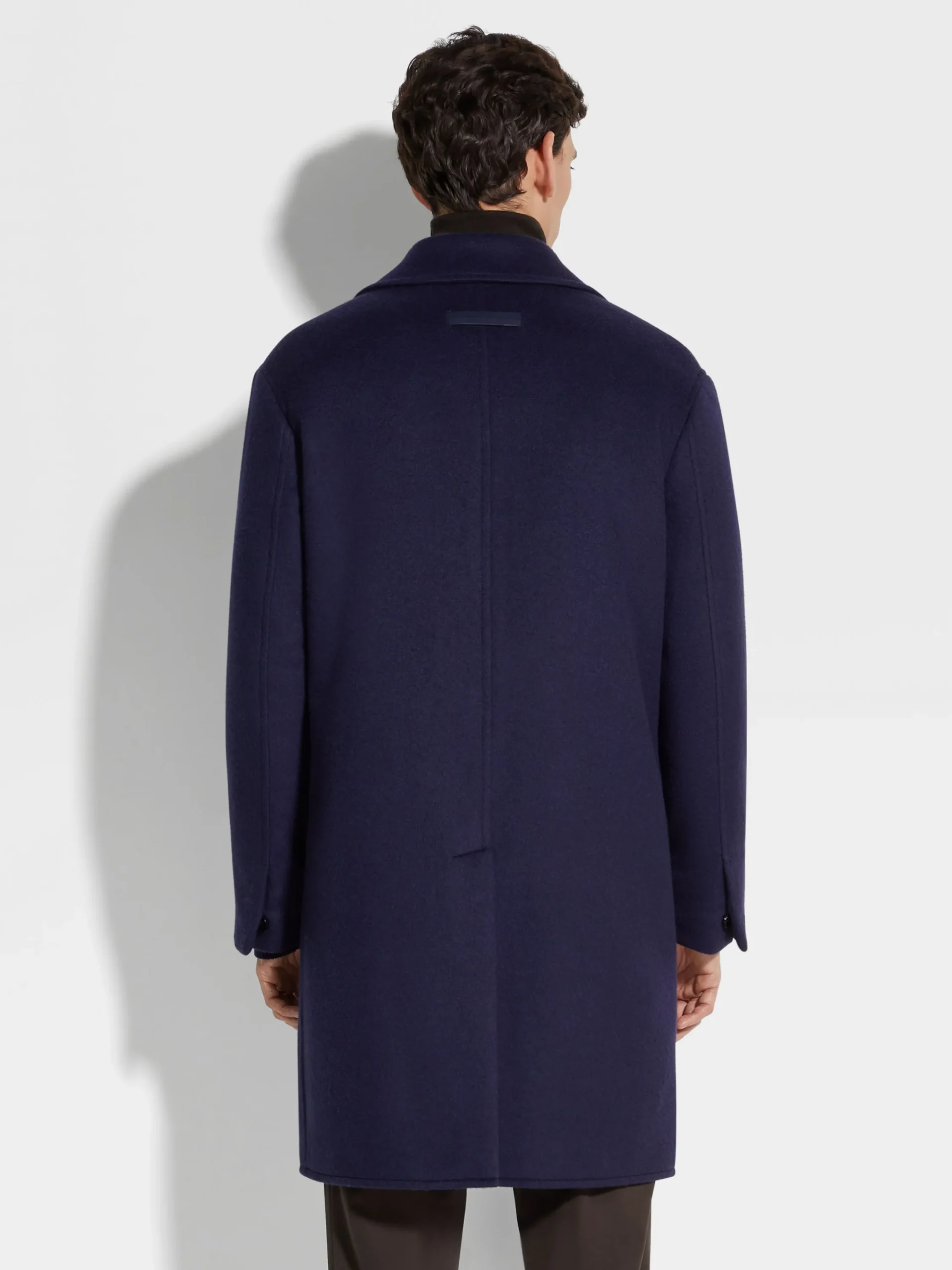 Jackets And Coats>ZEGNA Ink Blue Oasi Cashmere Overcoat InkBlue