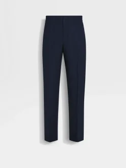 Resort Essentials|Pants>ZEGNA Ink Blue Oasi Lino Pants InkBlue