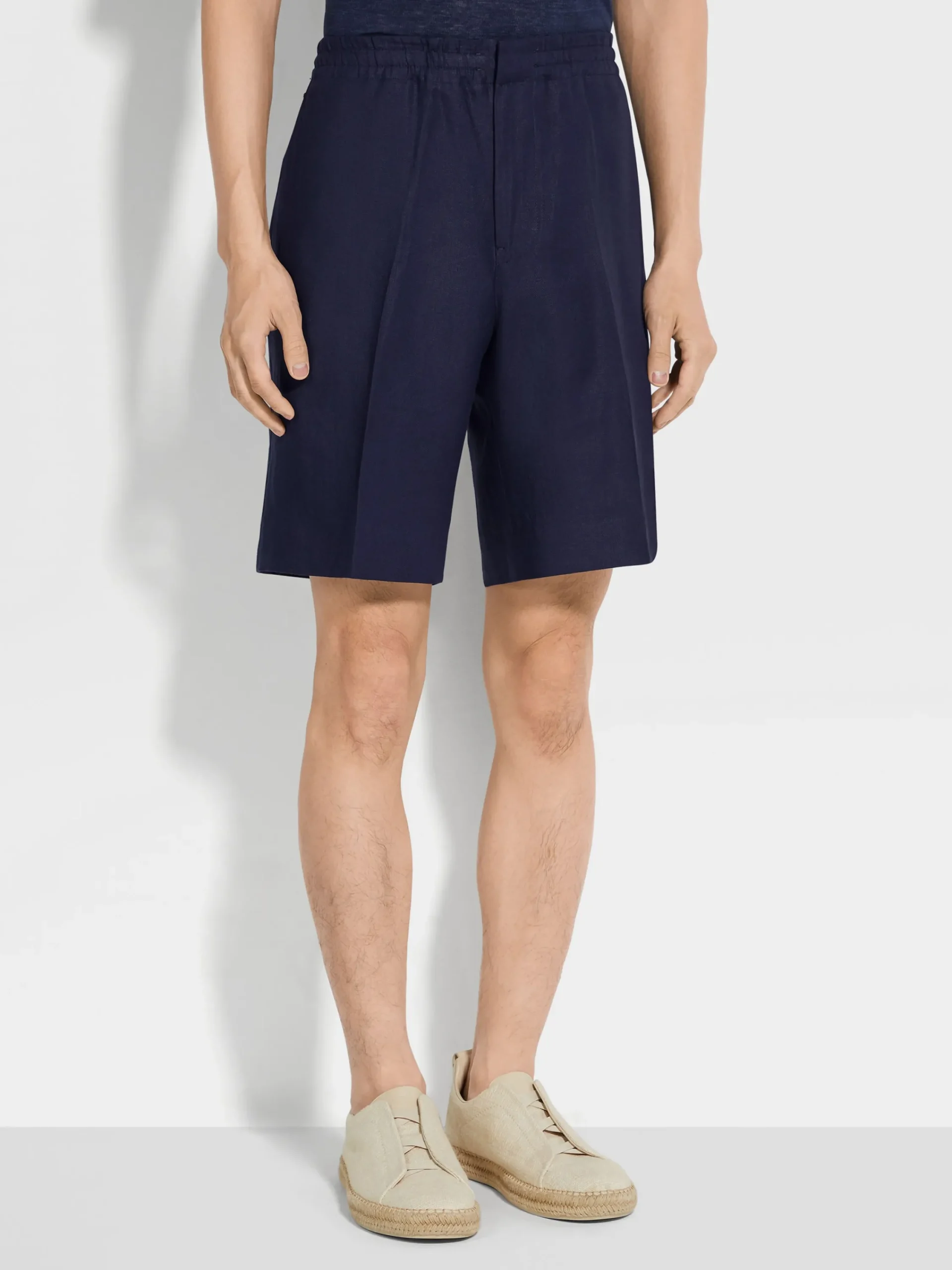 Pants>ZEGNA Ink Blue Oasi Lino Shorts InkBlue