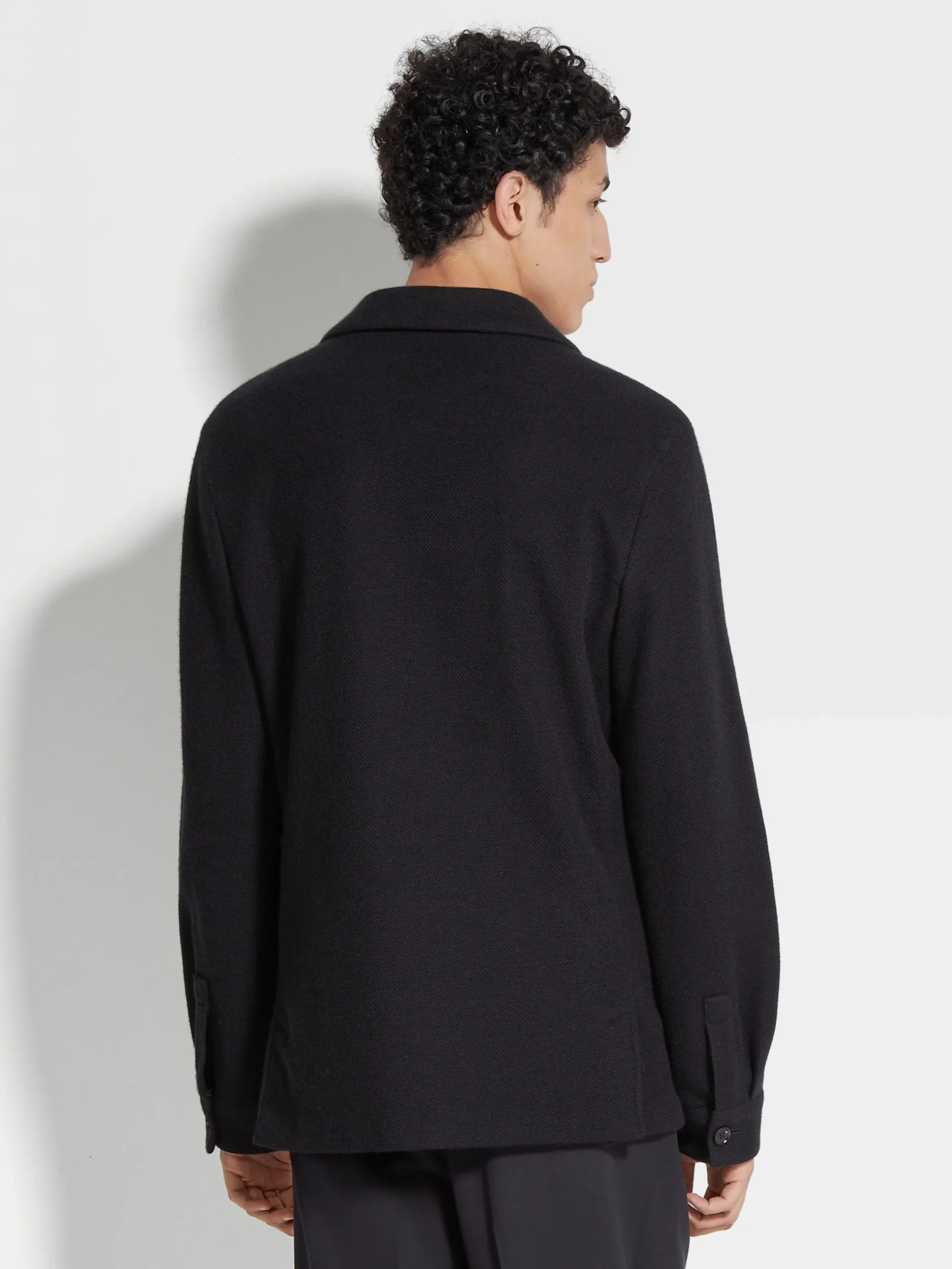 Overshirts And Chore Jackets>ZEGNA Jerseywear Cashmere Blend Alpe Chore Jacket Black