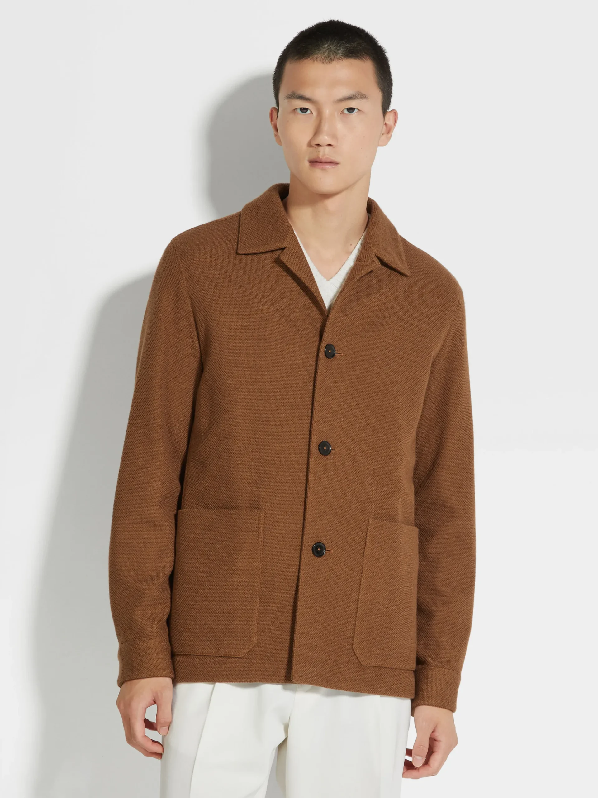 Overshirts And Chore Jackets>ZEGNA Jerseywear Cashmere Blend Alpe Chore Jacket DarkFoliage