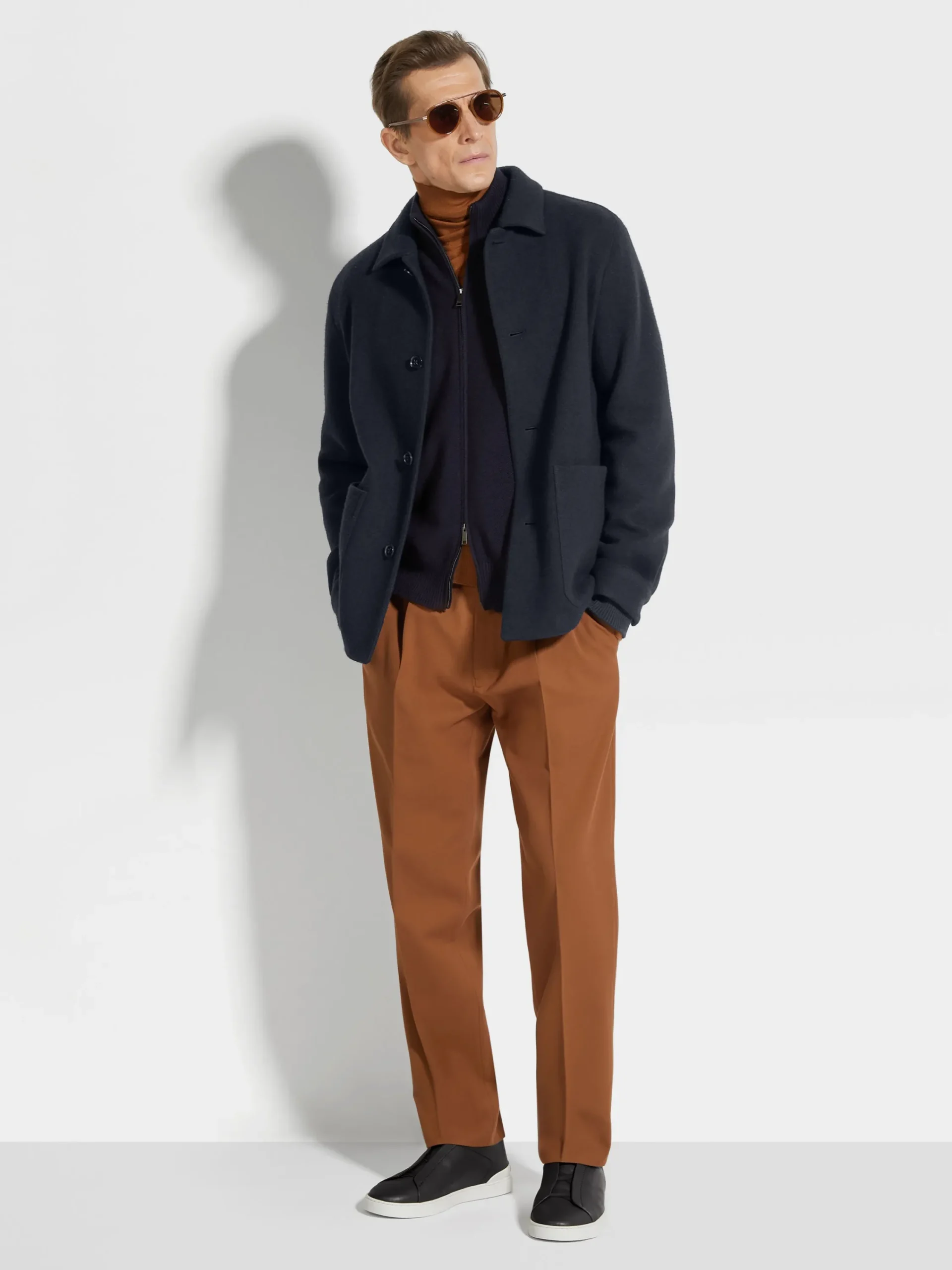 Overshirts And Chore Jackets>ZEGNA Jerseywear Wool and Cashmere Alpe Chore Jacket NavyBlue