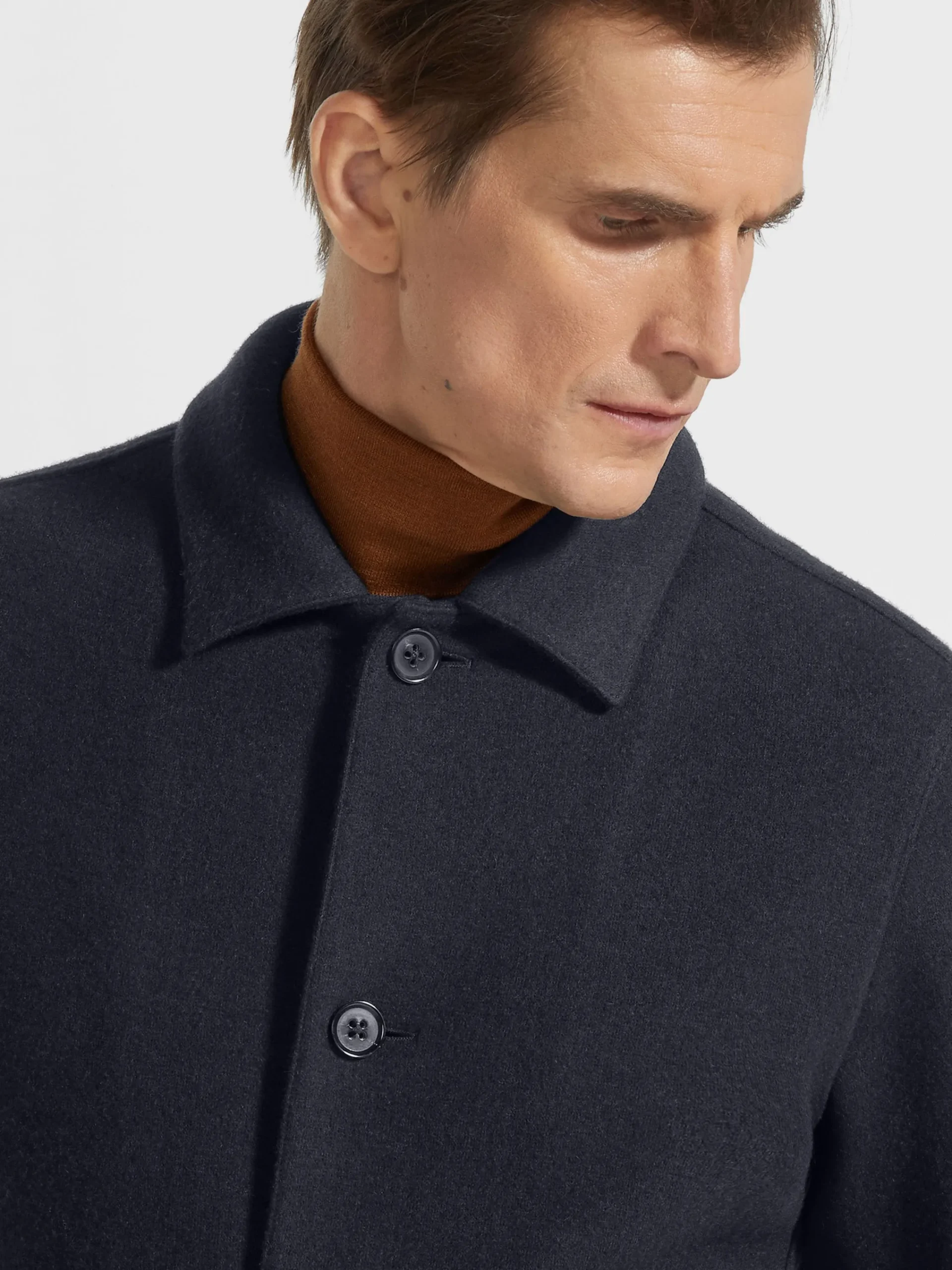 Overshirts And Chore Jackets>ZEGNA Jerseywear Wool and Cashmere Alpe Chore Jacket NavyBlue