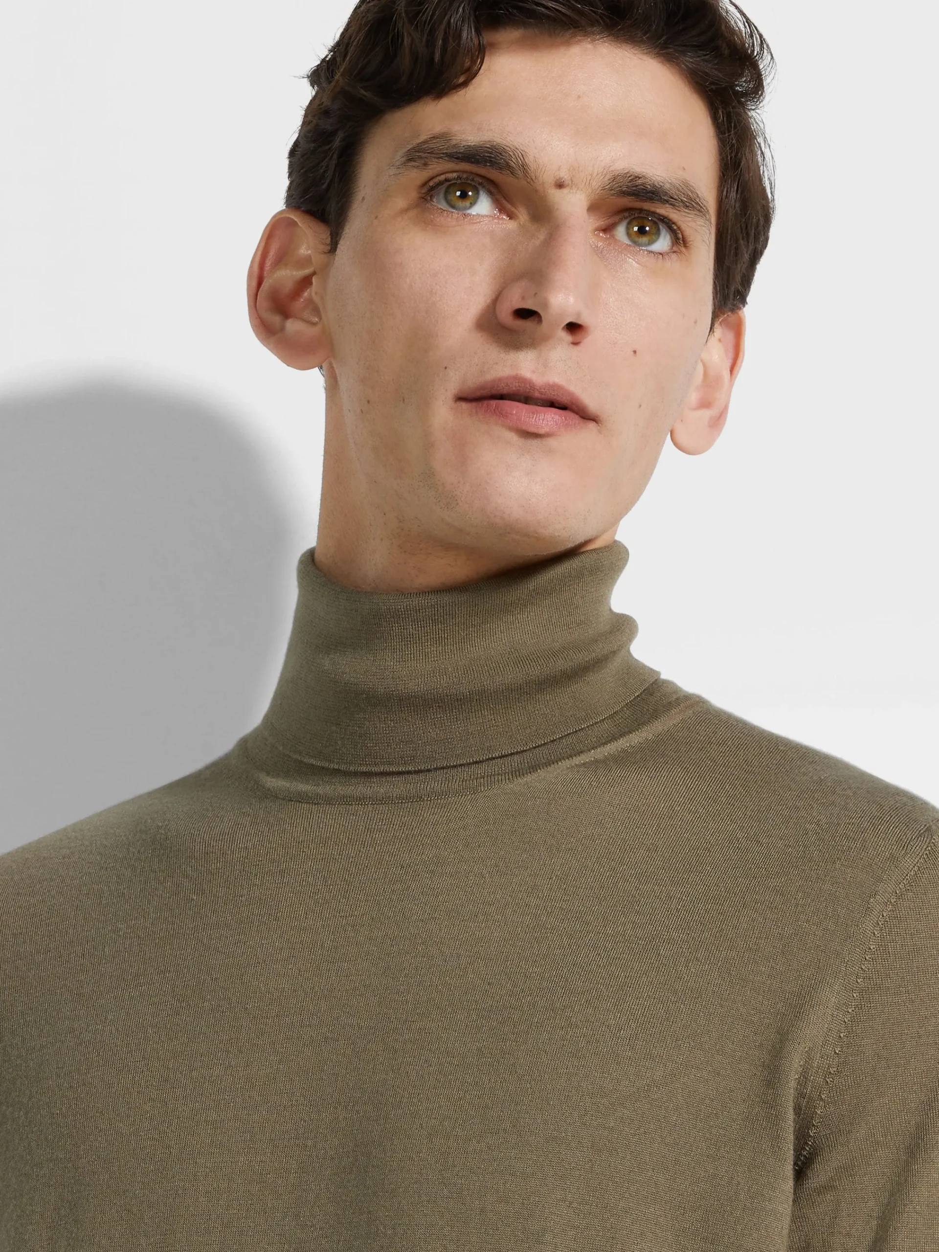 Travel In Style|Sweaters>ZEGNA Cashseta Turtleneck Khaki