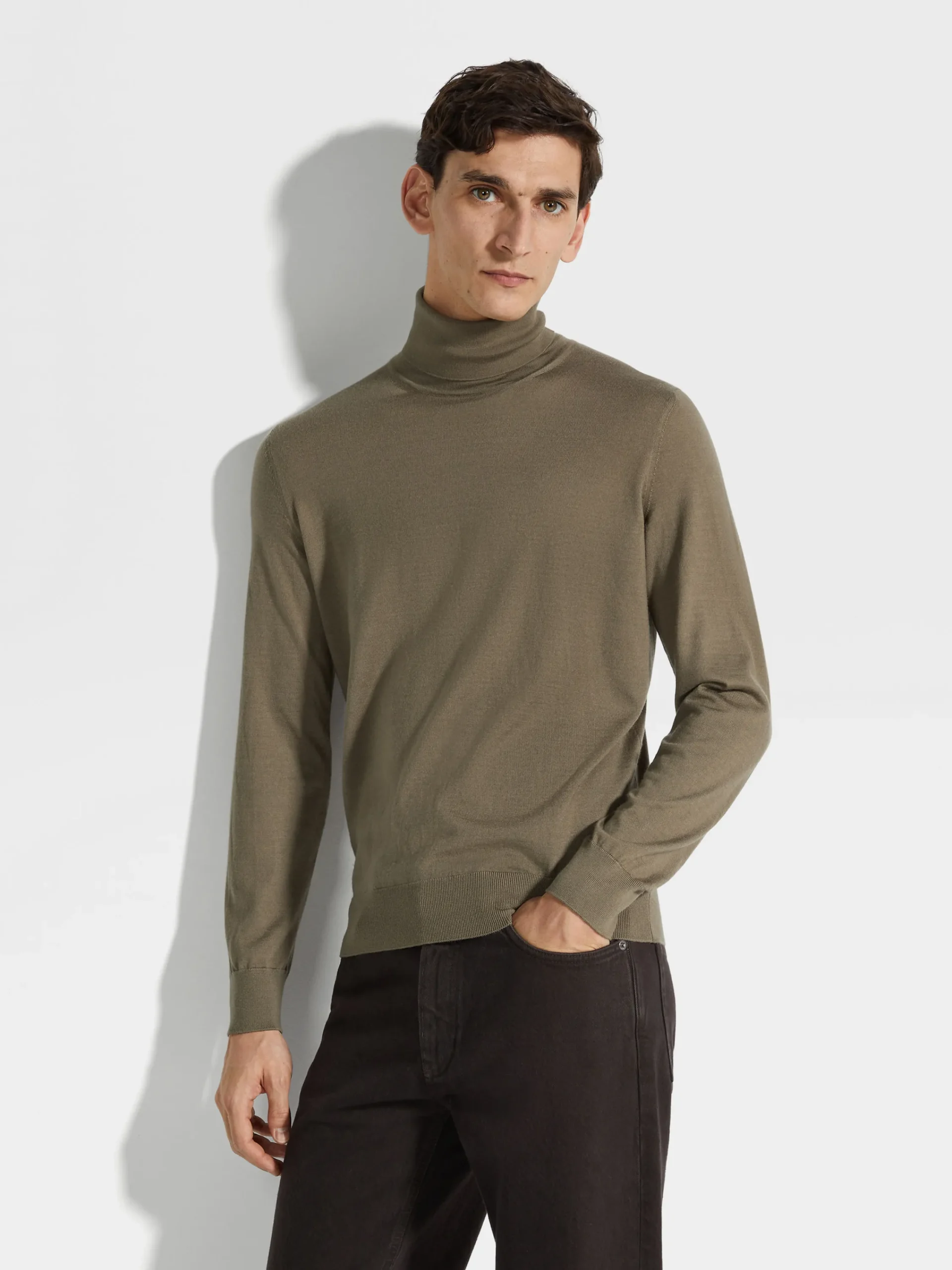 Travel In Style|Sweaters>ZEGNA Cashseta Turtleneck Khaki