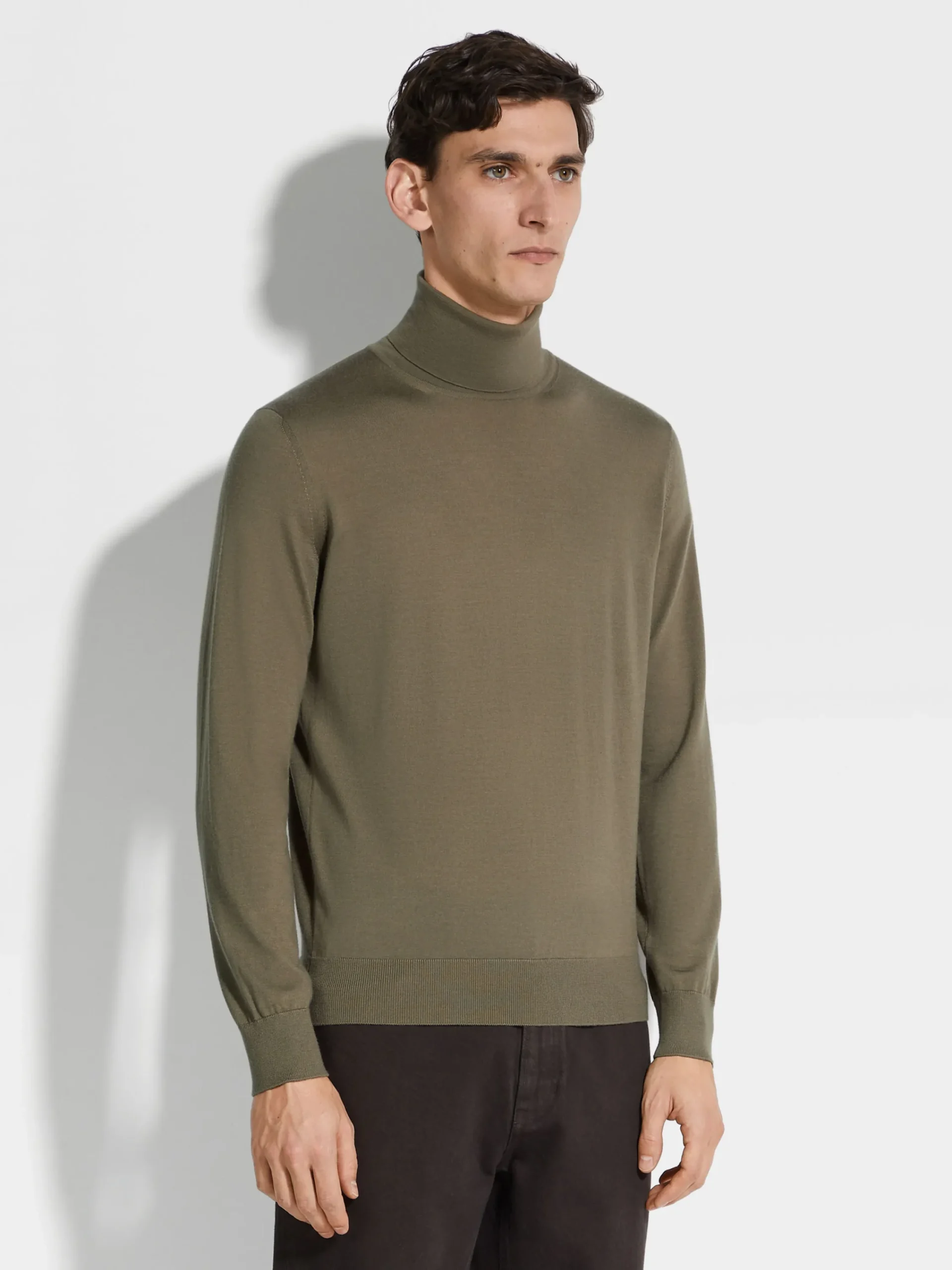 Travel In Style|Sweaters>ZEGNA Cashseta Turtleneck Khaki